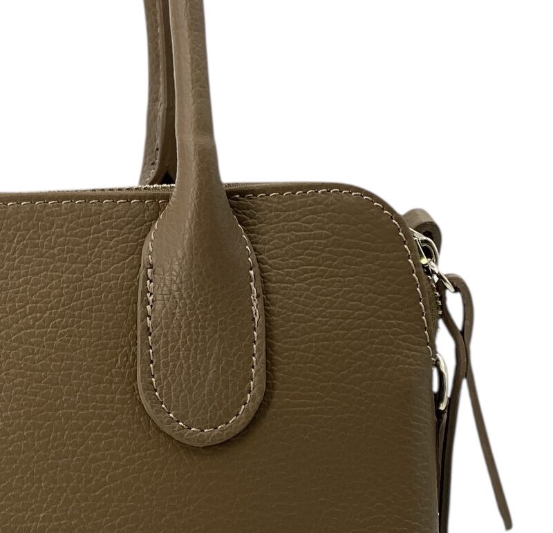 Clemence – Damenhandtasche und Umhängetasche aus echtem italienischen Leder mit drei Reißverschlussfächern