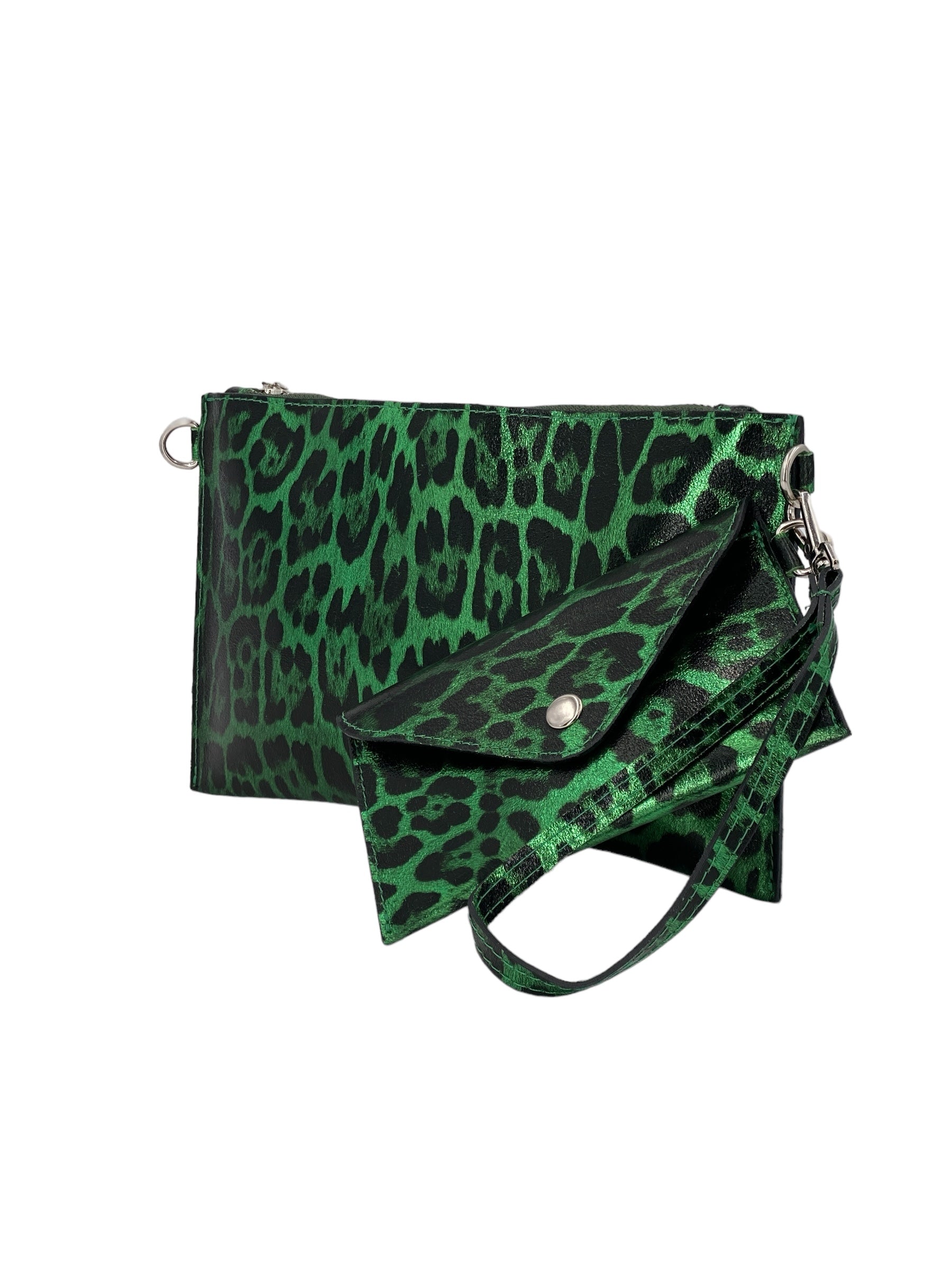 Cecile – Damenhandtasche und Umhängetasche aus echtem italienischen Leder mit abnehmbarer Mini-Clutch