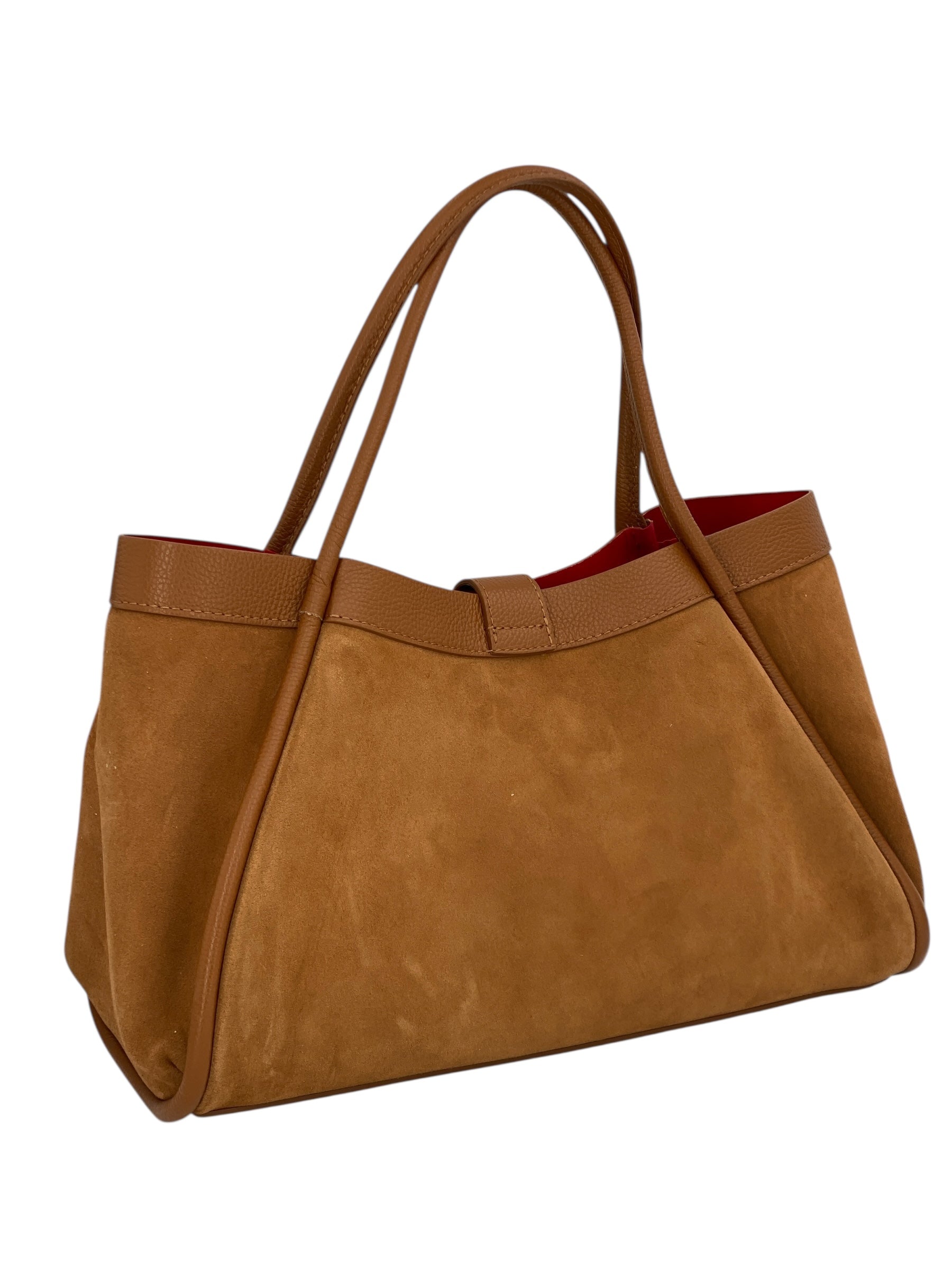 Leontine – Damen-Schulter- und Crossbody-Tasche aus echtem italienischen Leder mit großem Mittelfach