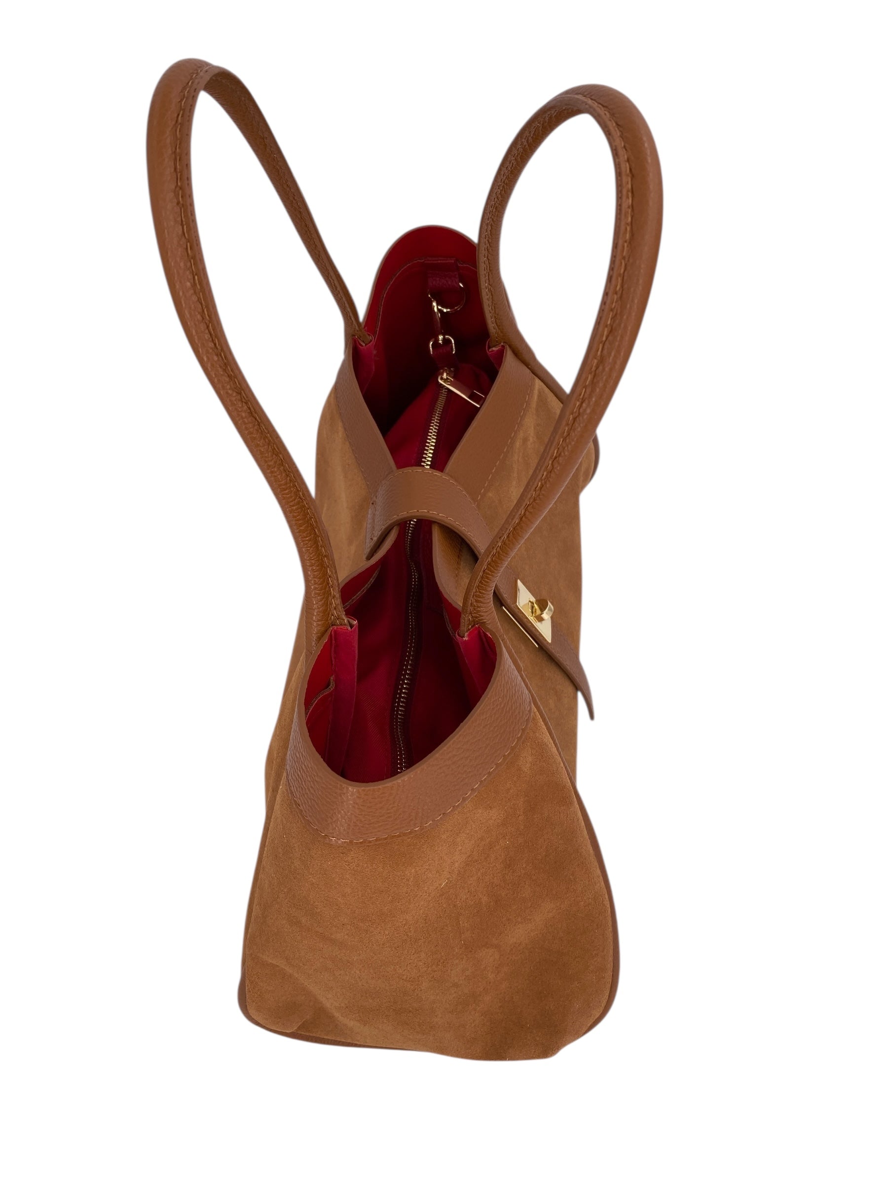 Leontine – Damen-Schulter- und Crossbody-Tasche aus echtem italienischen Leder mit großem Mittelfach