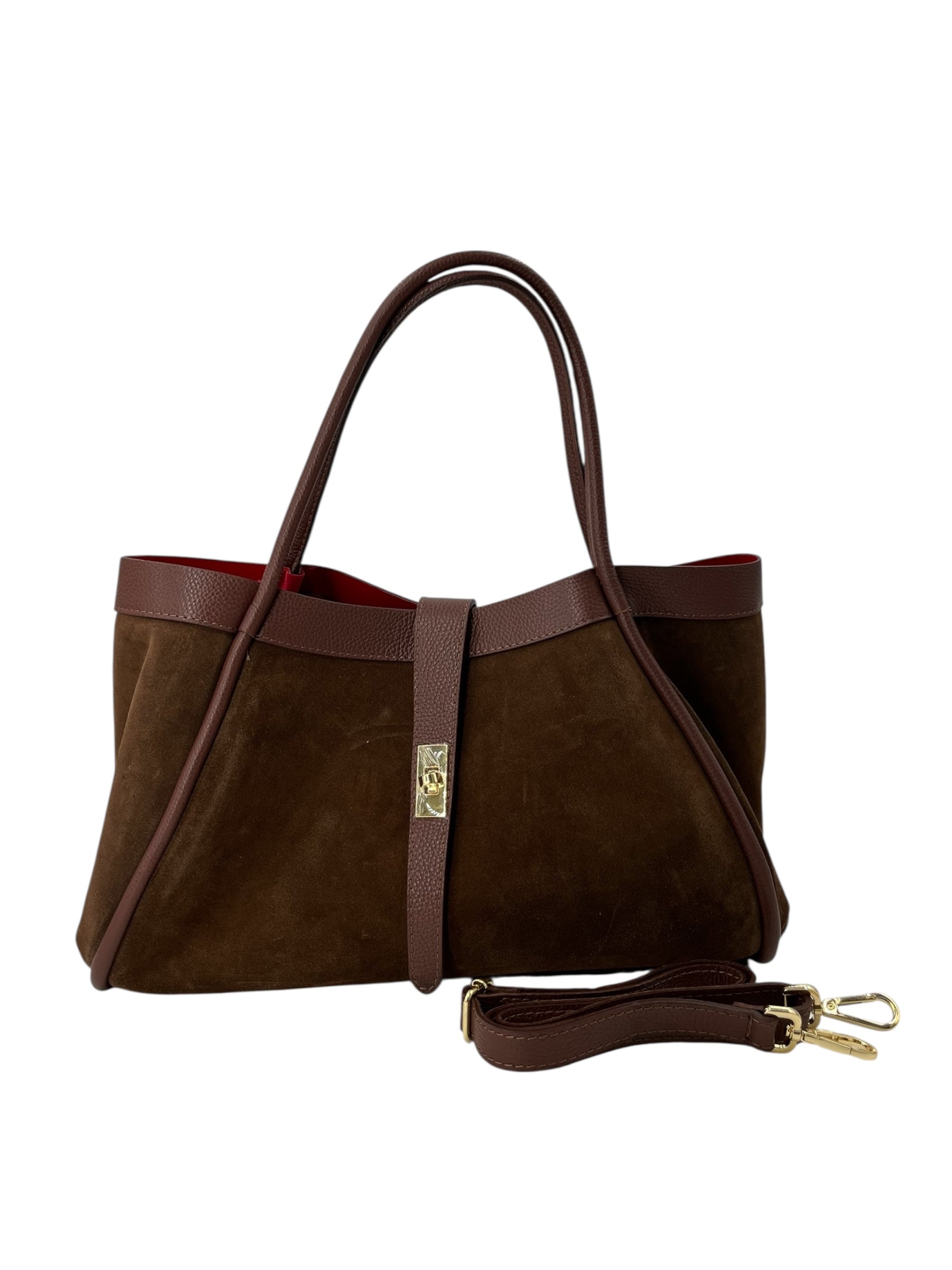 Leontine – Damen-Schulter- und Crossbody-Tasche aus echtem italienischen Leder mit großem Mittelfach