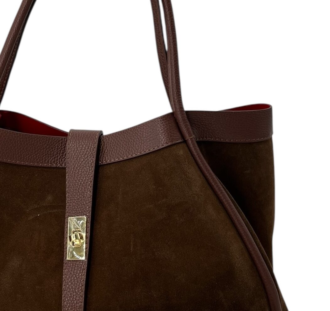 Leontine – Damen-Schulter- und Crossbody-Tasche aus echtem italienischen Leder mit großem Mittelfach