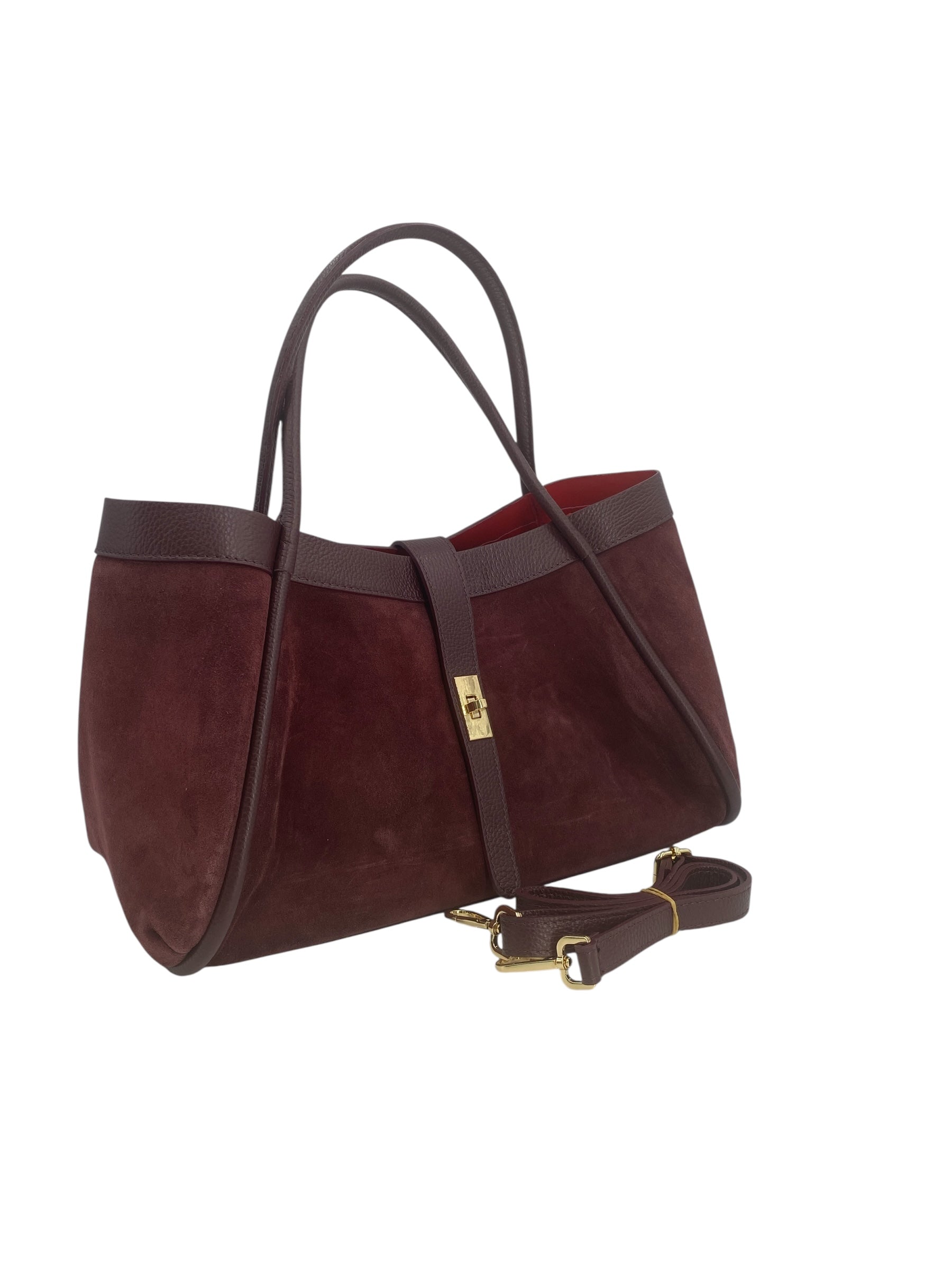 Leontine – Damen-Schulter- und Crossbody-Tasche aus echtem italienischen Leder mit großem Mittelfach