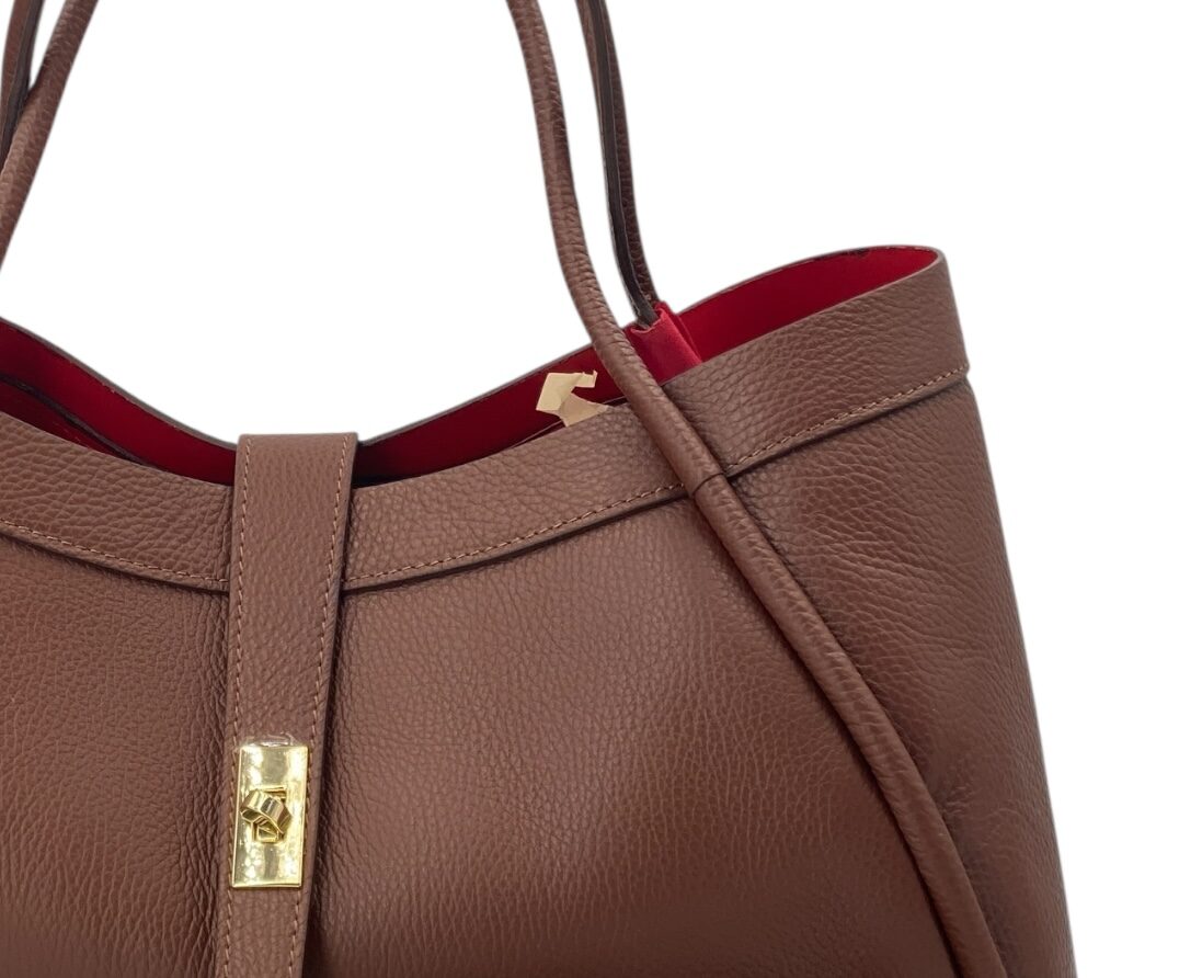 Leontine – Damen-Schulter- und Crossbody-Tasche aus echtem italienischen Leder mit großem Mittelfach