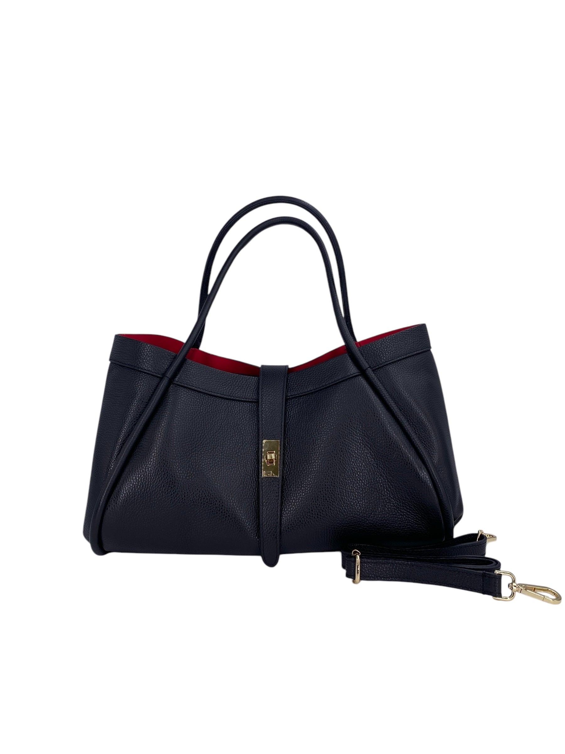 Leontine – Damen-Schulter- und Crossbody-Tasche aus echtem italienischen Leder mit großem Mittelfach