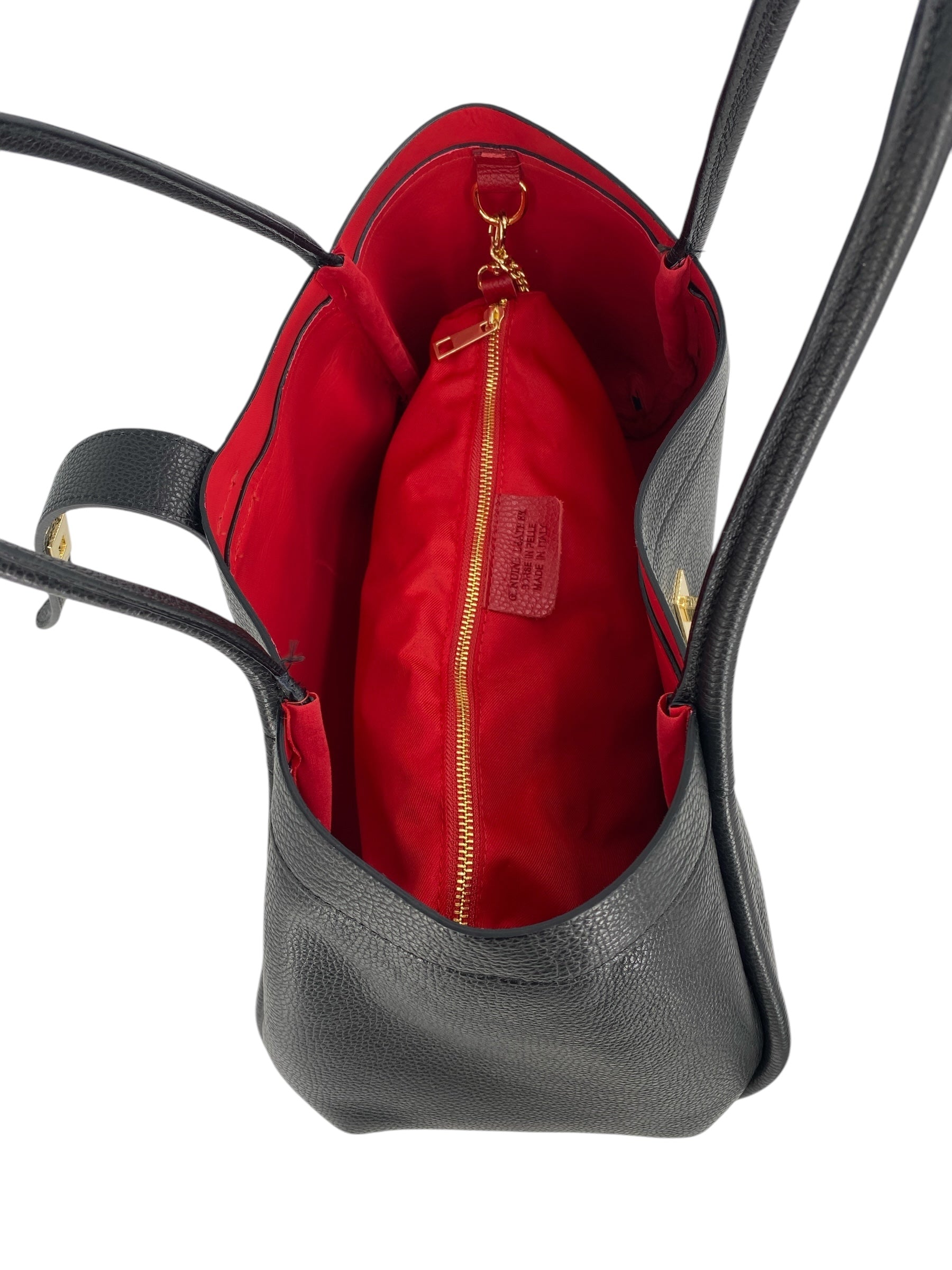 Leontine – Damen-Schulter- und Crossbody-Tasche aus echtem italienischen Leder mit großem Mittelfach