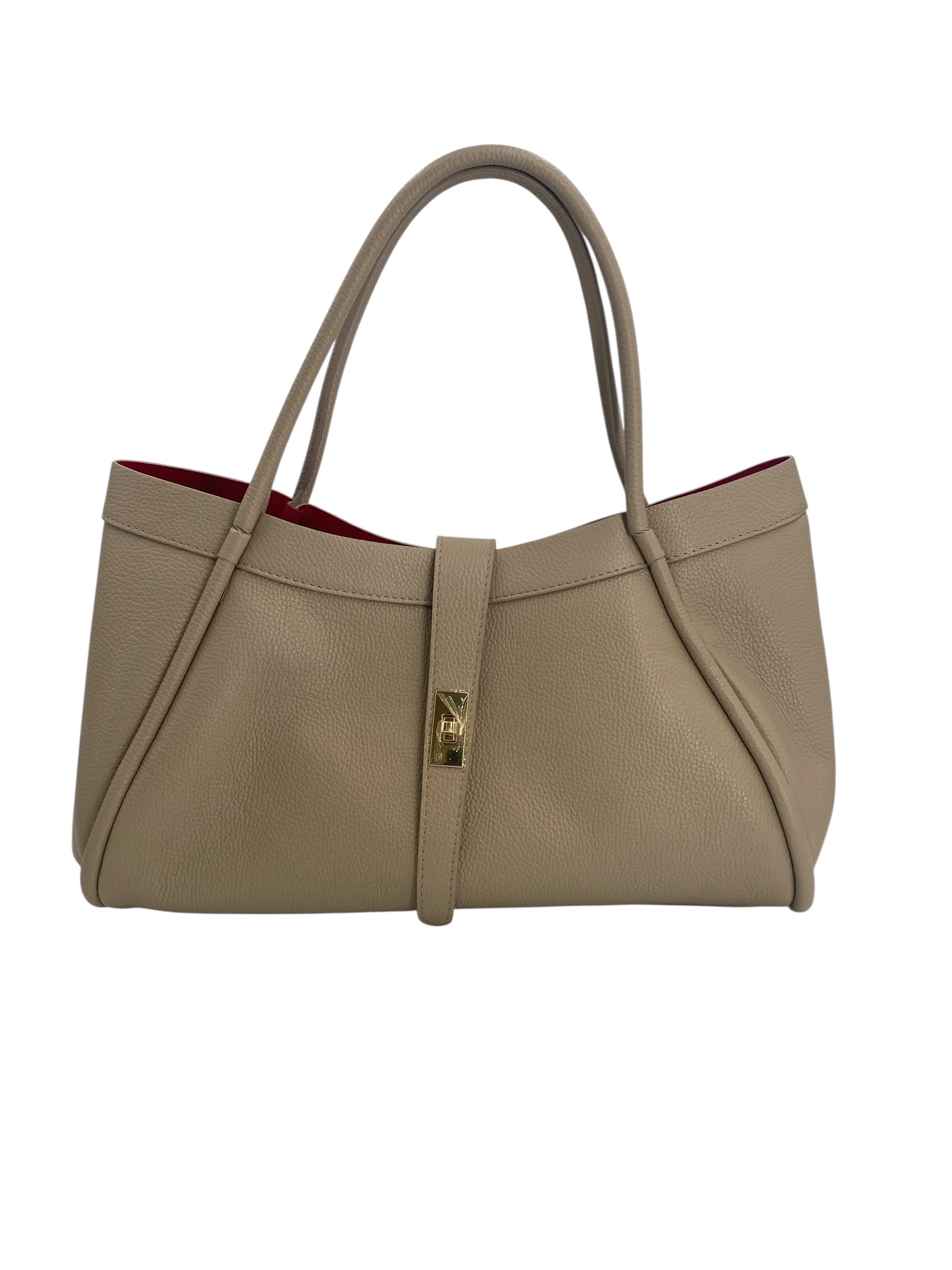 Leontine – Damen-Schulter- und Crossbody-Tasche aus echtem italienischen Leder mit großem Mittelfach
