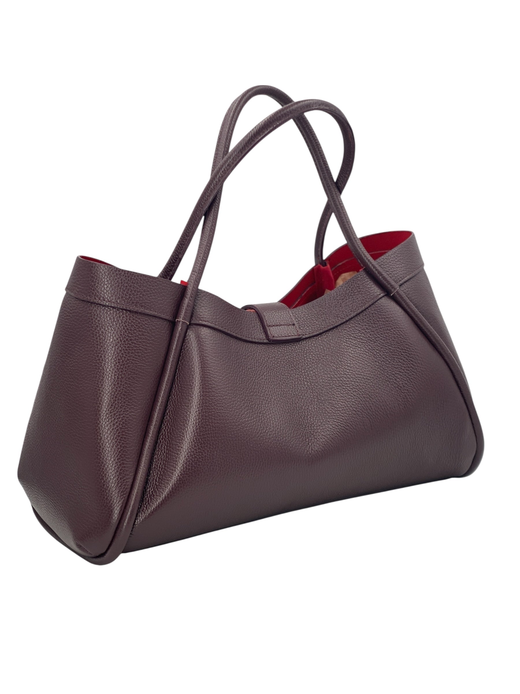Leontine – Damen-Schulter- und Crossbody-Tasche aus echtem italienischen Leder mit großem Mittelfach