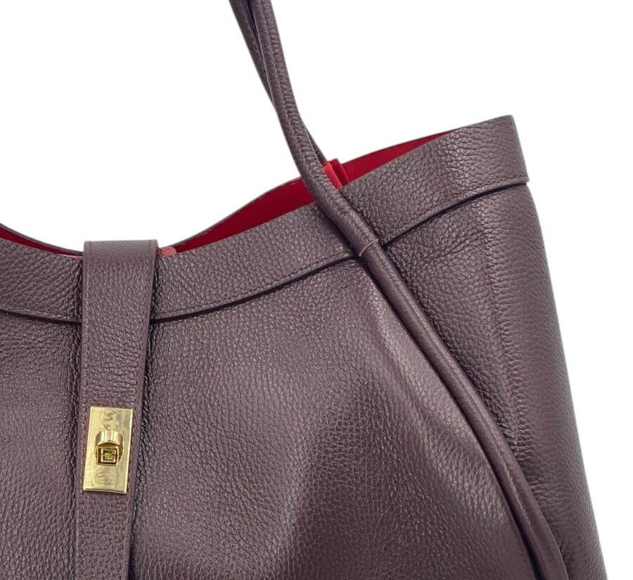 Leontine – Damen-Schulter- und Crossbody-Tasche aus echtem italienischen Leder mit großem Mittelfach