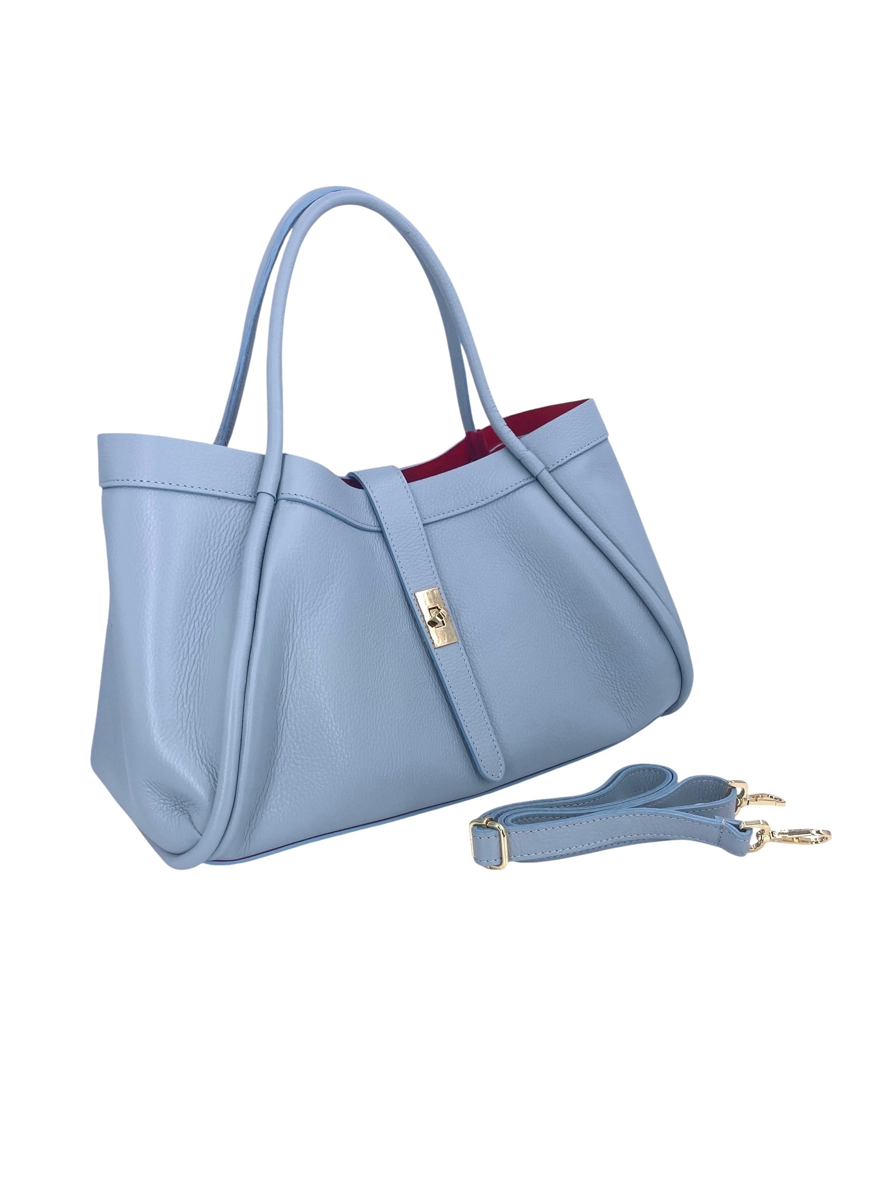 Leontine – Damen-Schulter- und Crossbody-Tasche aus echtem italienischen Leder mit großem Mittelfach