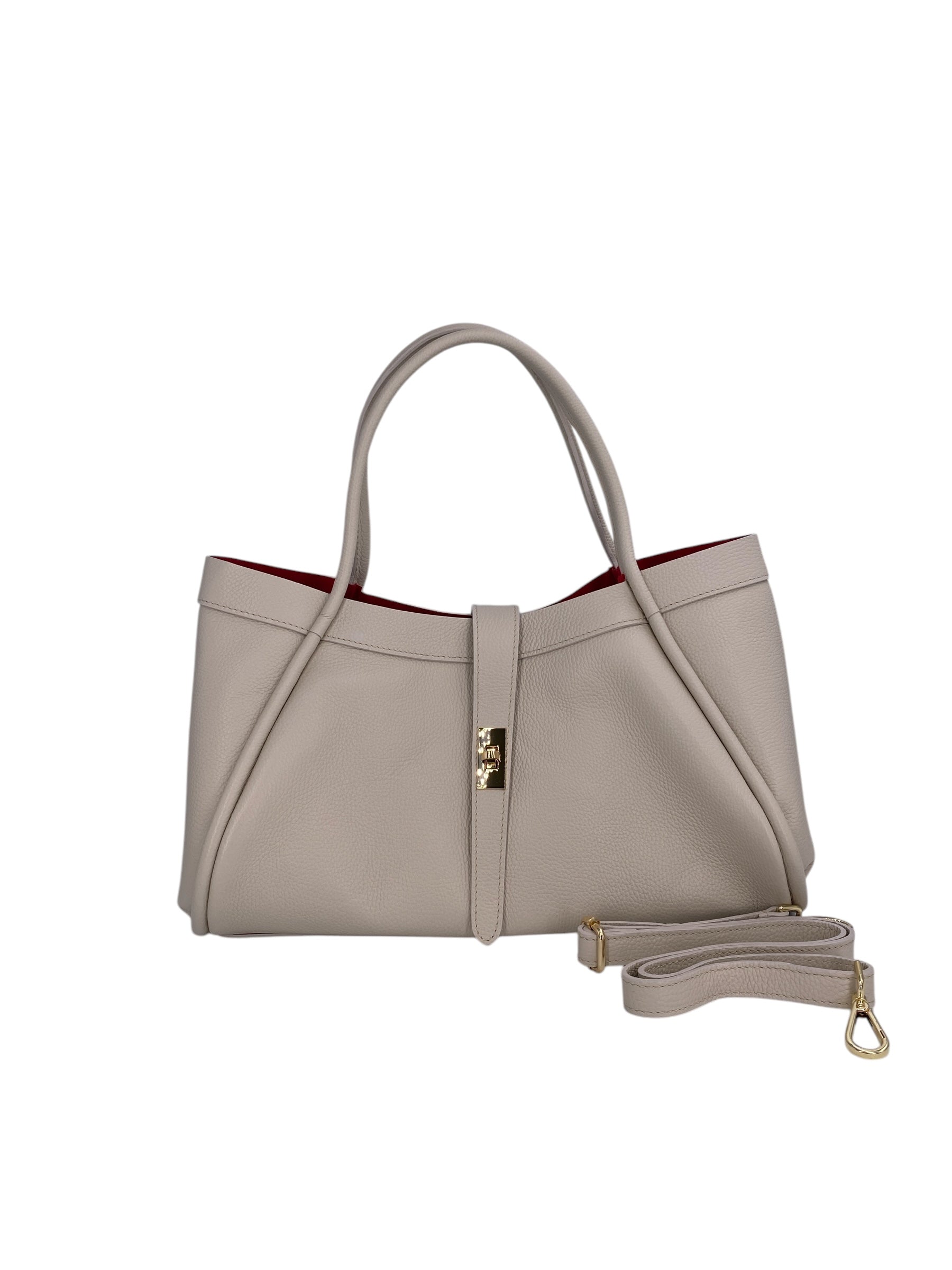 Leontine – Damen-Schulter- und Crossbody-Tasche aus echtem italienischen Leder mit großem Mittelfach