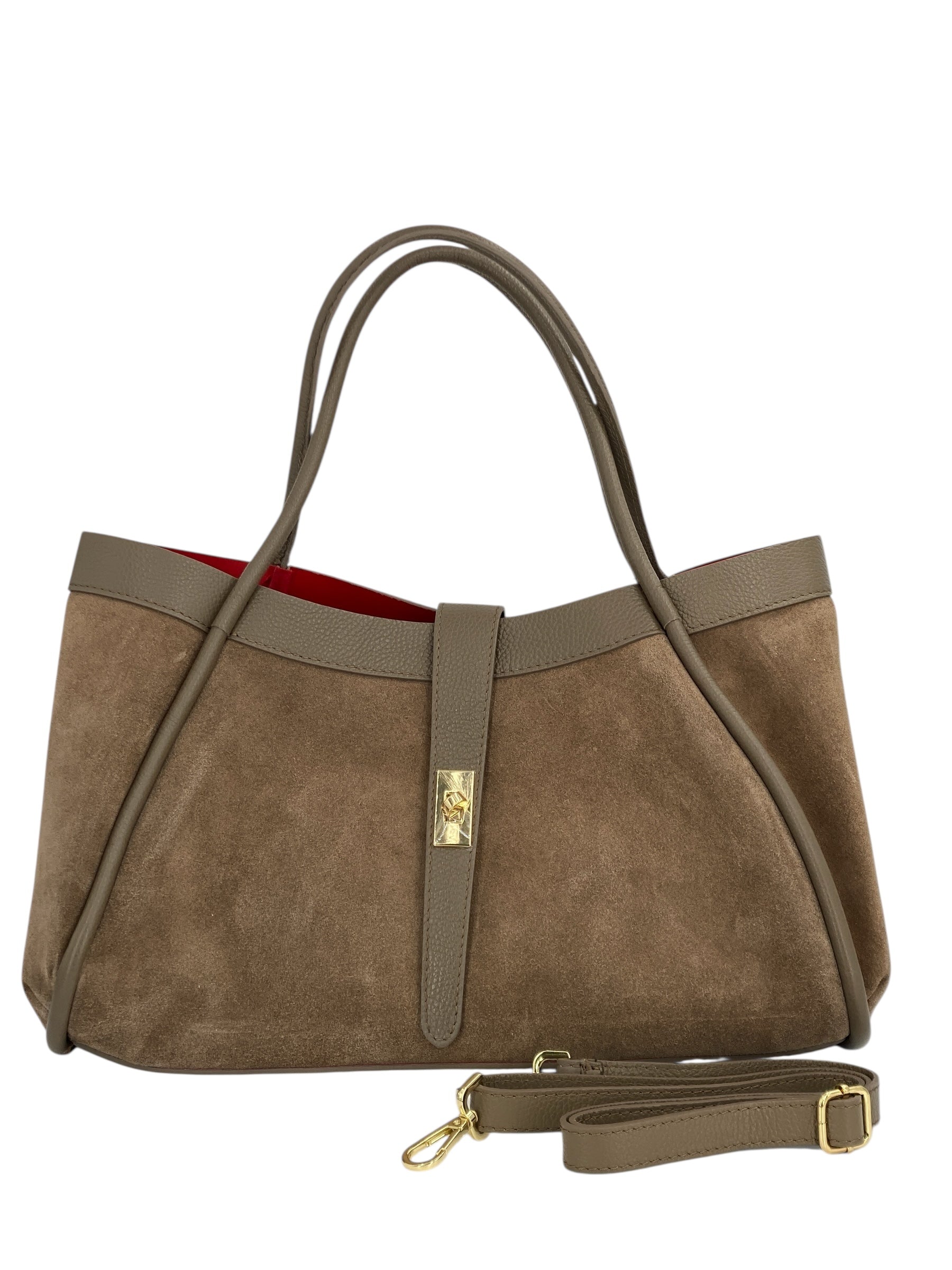Leontine – Damen-Schulter- und Crossbody-Tasche aus echtem italienischen Leder mit großem Mittelfach