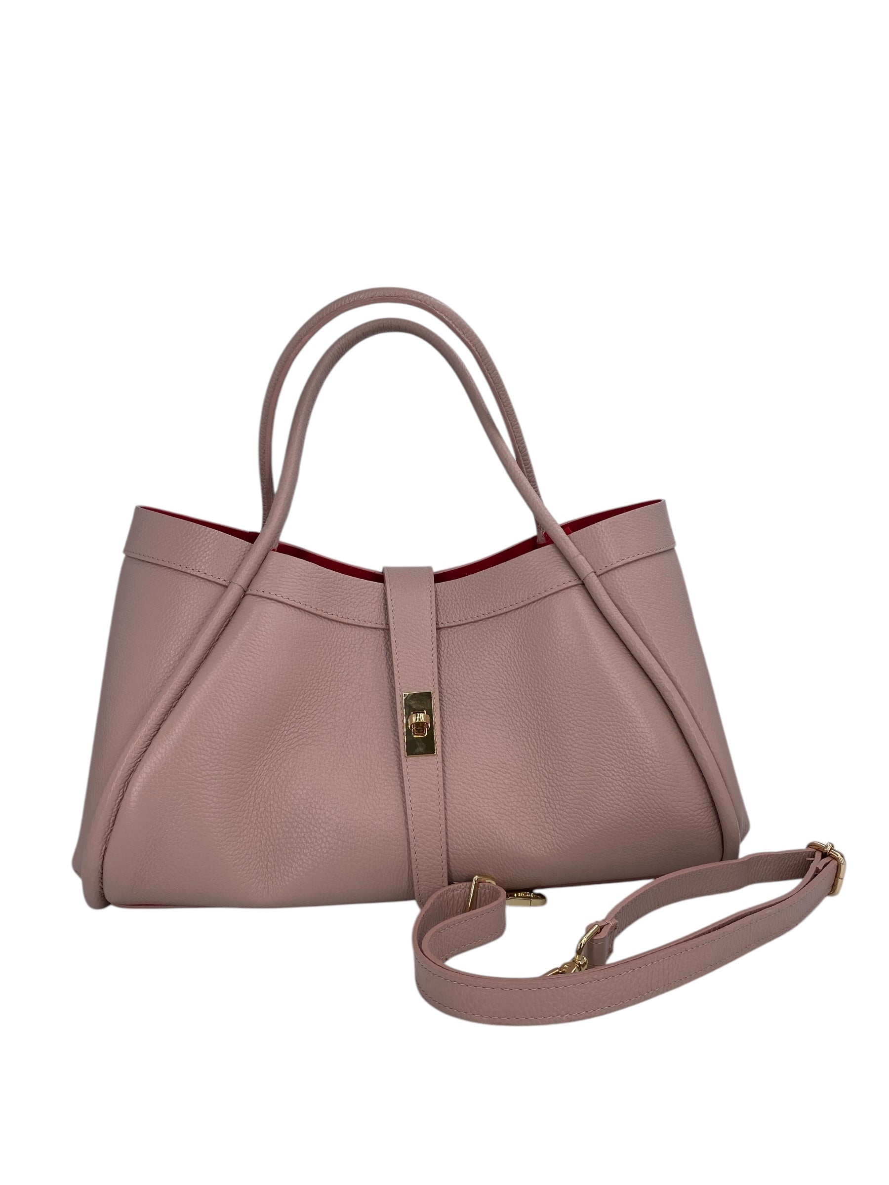 Leontine – Damen-Schulter- und Crossbody-Tasche aus echtem italienischen Leder mit großem Mittelfach