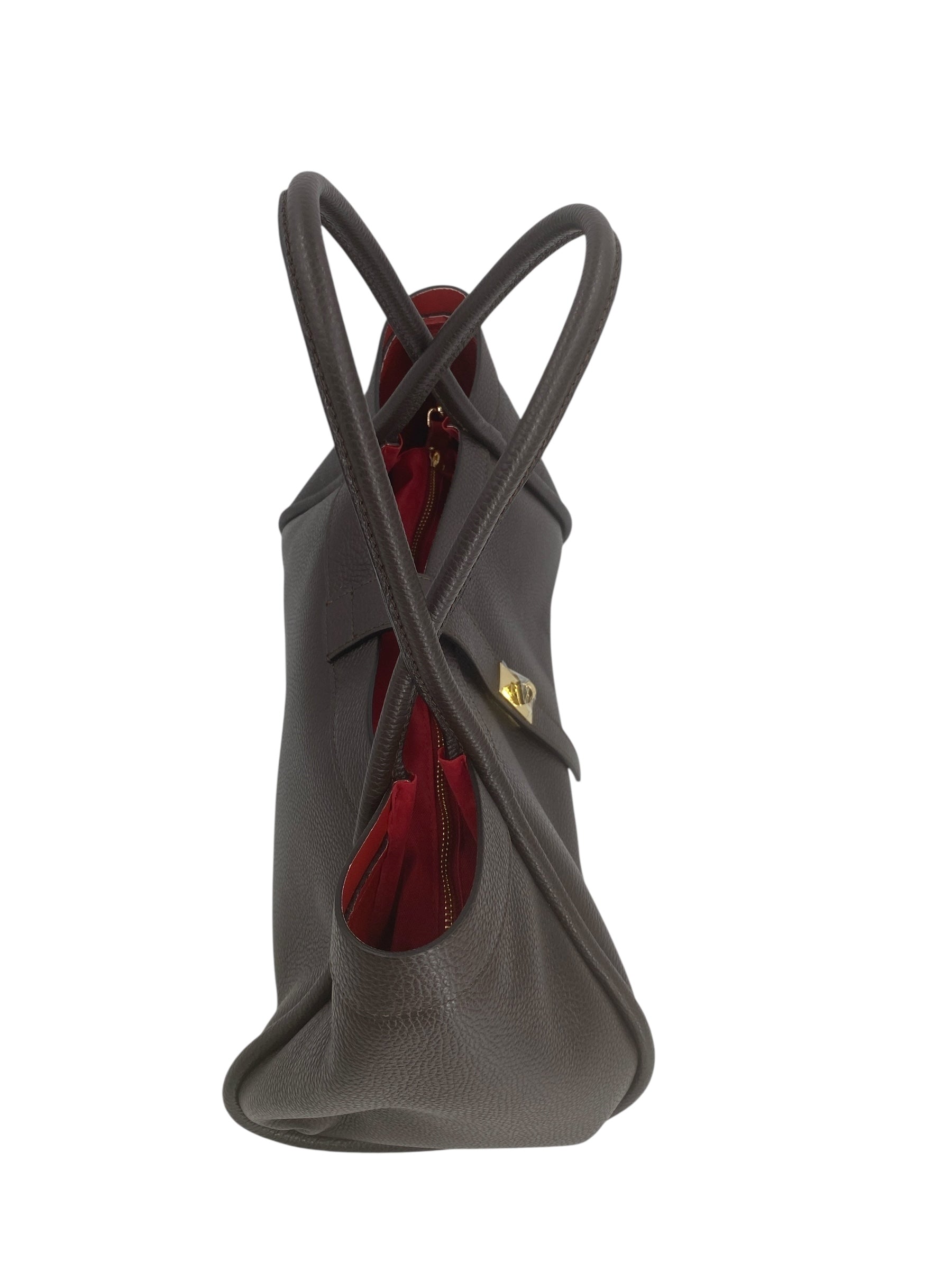 Leontine – Damen-Schulter- und Crossbody-Tasche aus echtem italienischen Leder mit großem Mittelfach