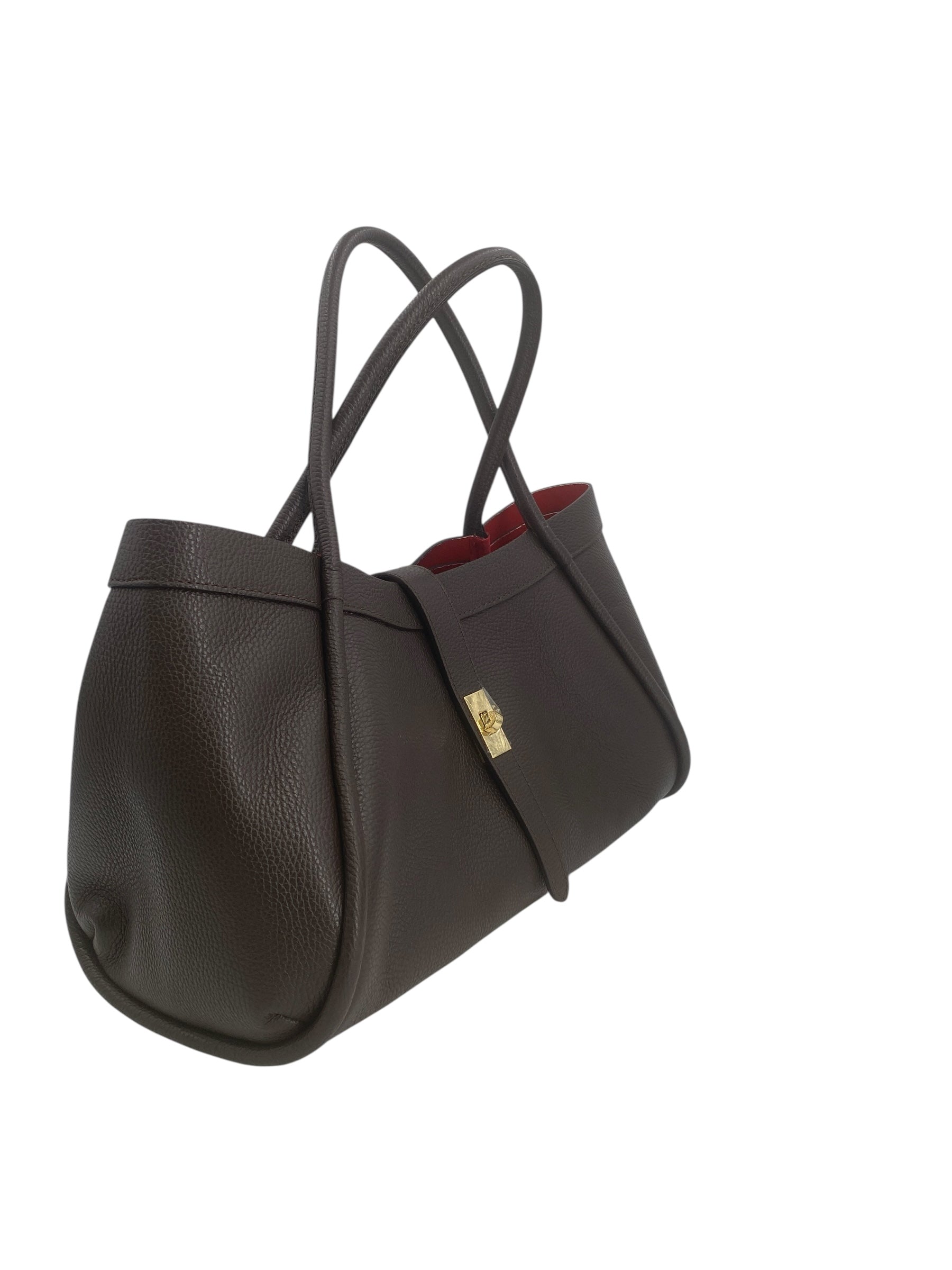 Leontine – Damen-Schulter- und Crossbody-Tasche aus echtem italienischen Leder mit großem Mittelfach