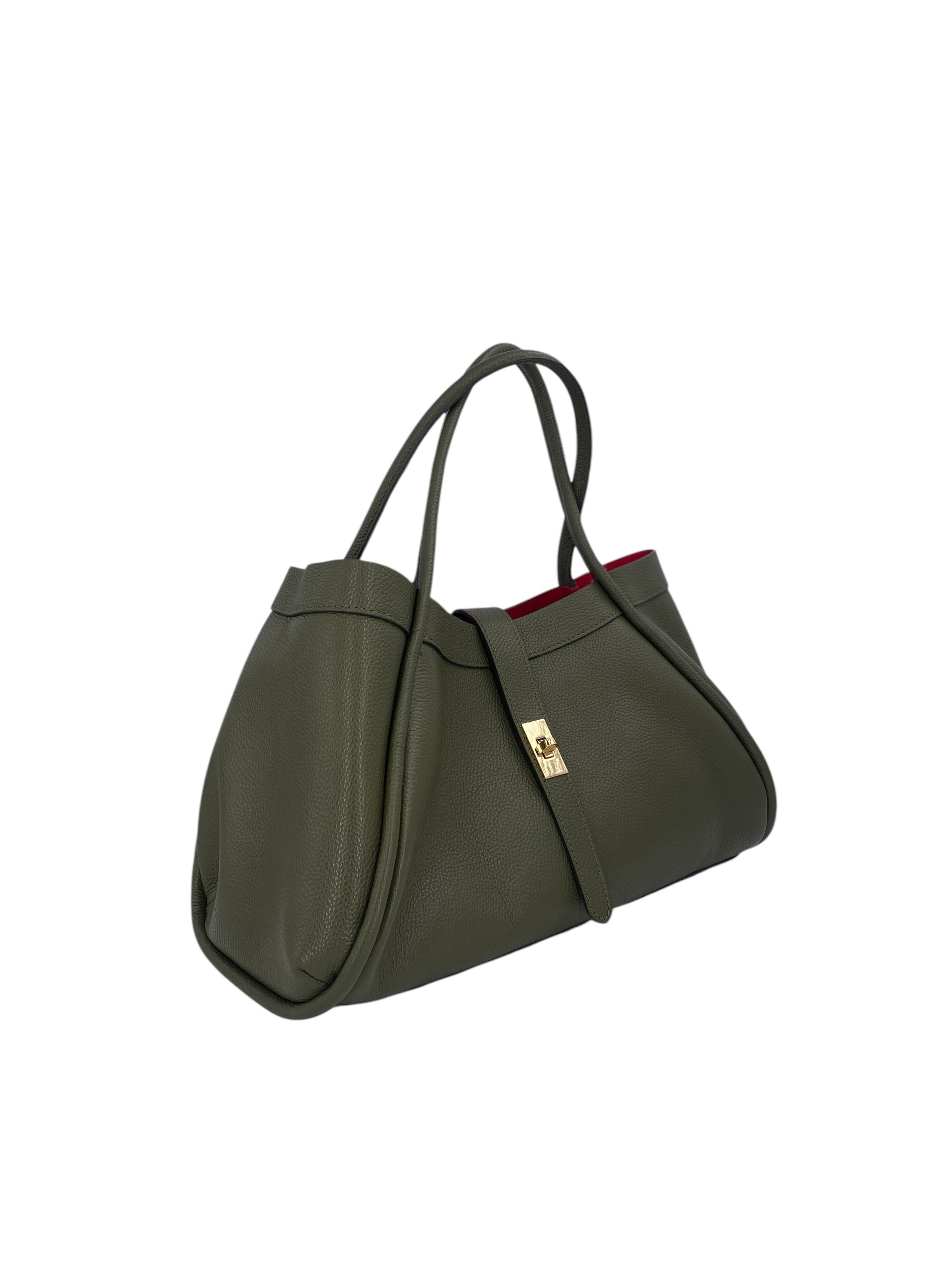 Leontine – Damen-Schulter- und Crossbody-Tasche aus echtem italienischen Leder mit großem Mittelfach