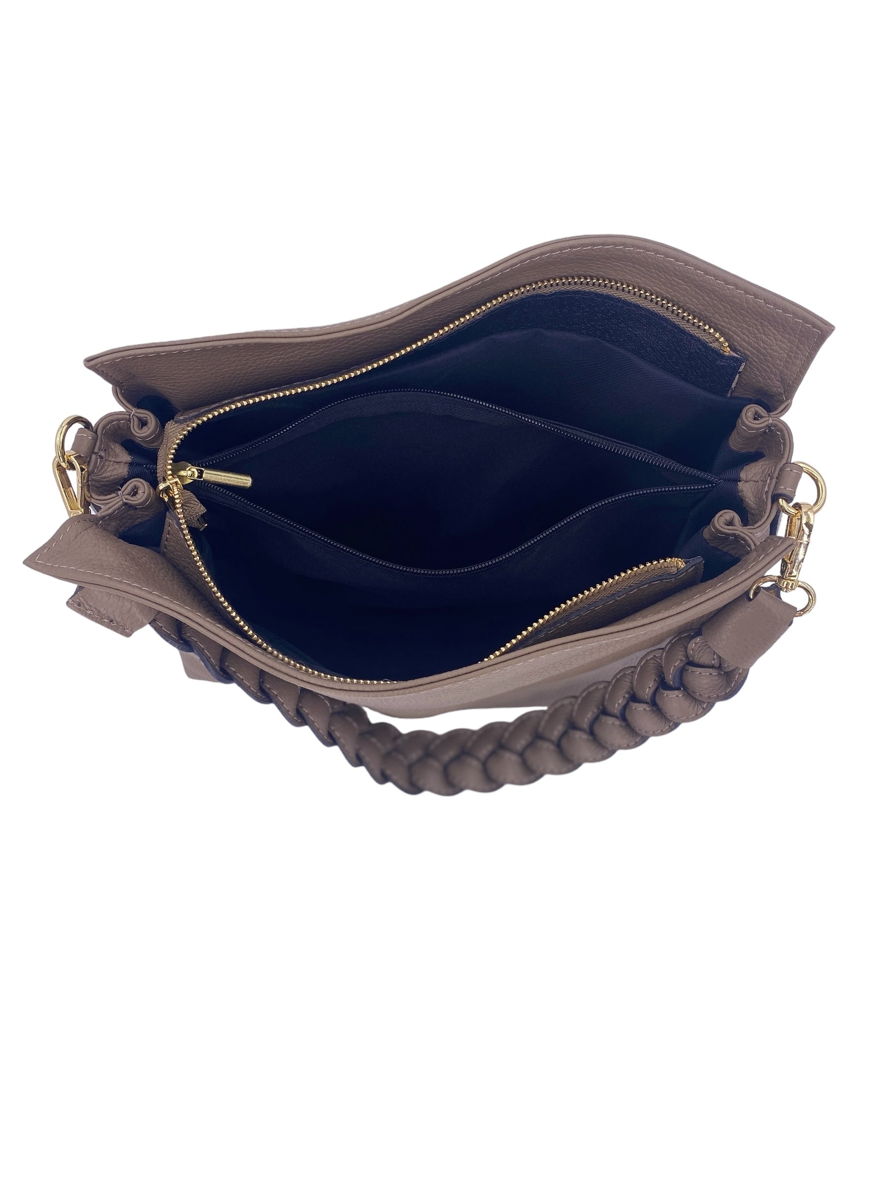 Thais Grande – Women's handbag and shoulder bag in genuine Italian leather with braided handle