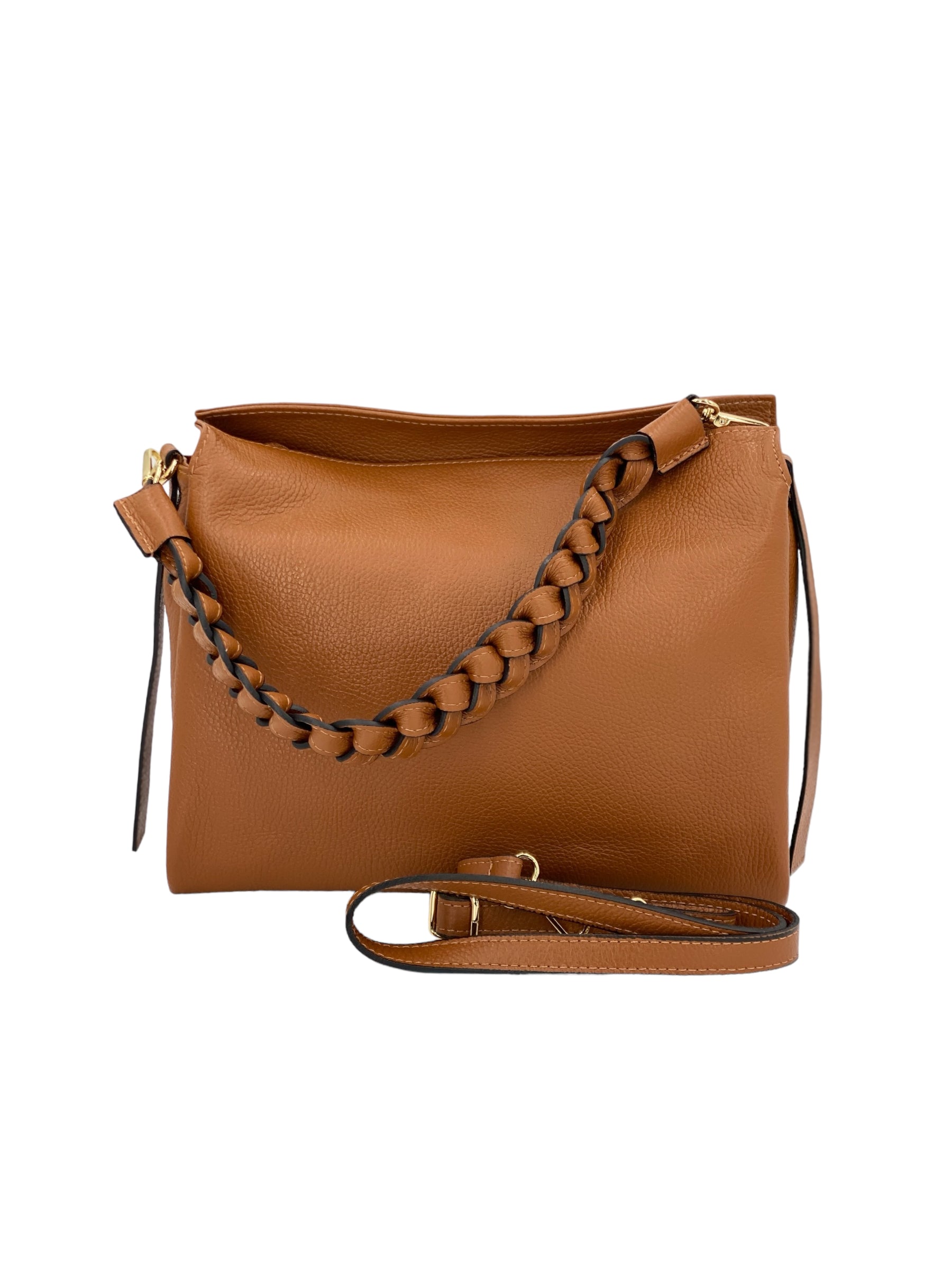 Thais Grande – Women's handbag and shoulder bag in genuine Italian leather with braided handle
