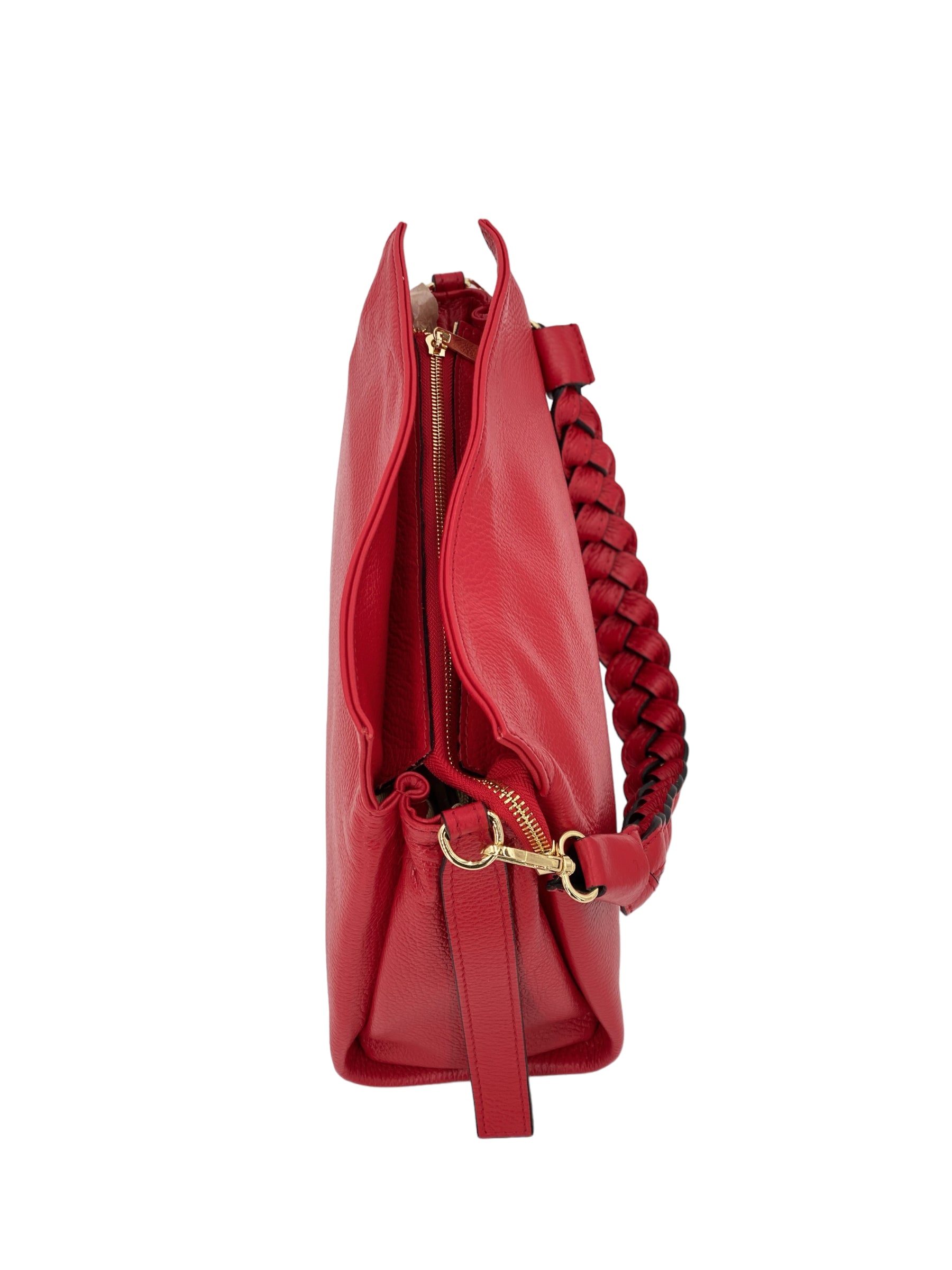 Thais Grande – Women's handbag and shoulder bag in genuine Italian leather with braided handle