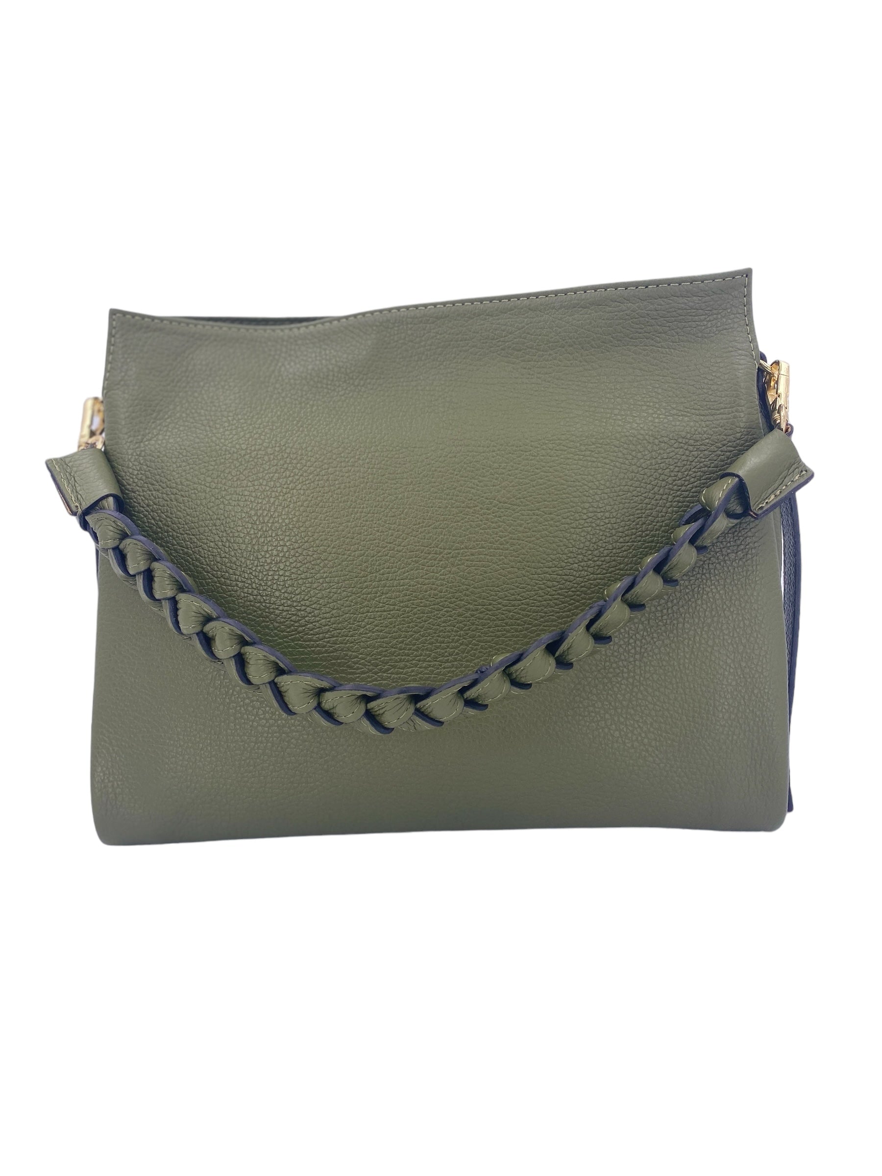 Thais Grande – Women's handbag and shoulder bag in genuine Italian leather with braided handle