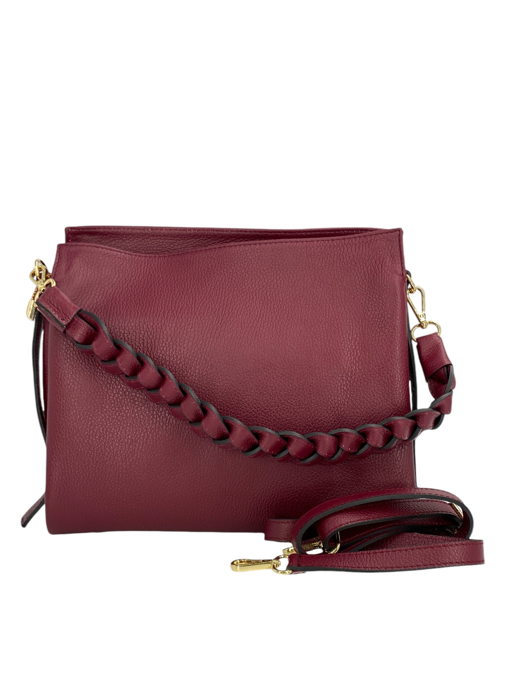 Thais Grande – Women's handbag and shoulder bag in genuine Italian leather with braided handle