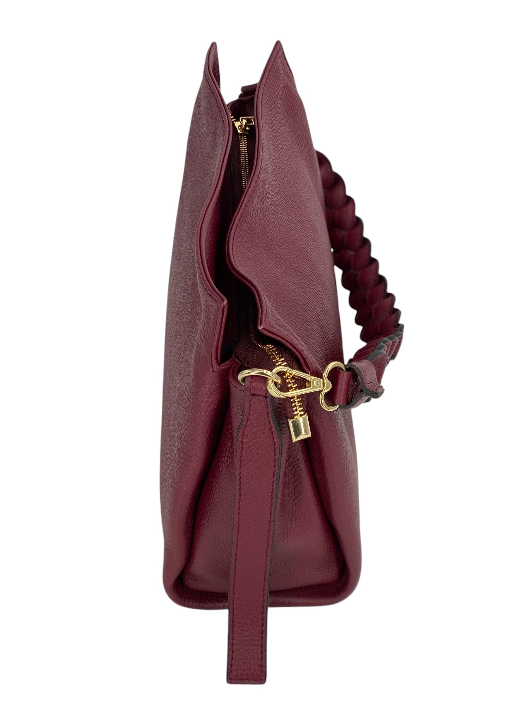 Thais Grande – Women's handbag and shoulder bag in genuine Italian leather with braided handle