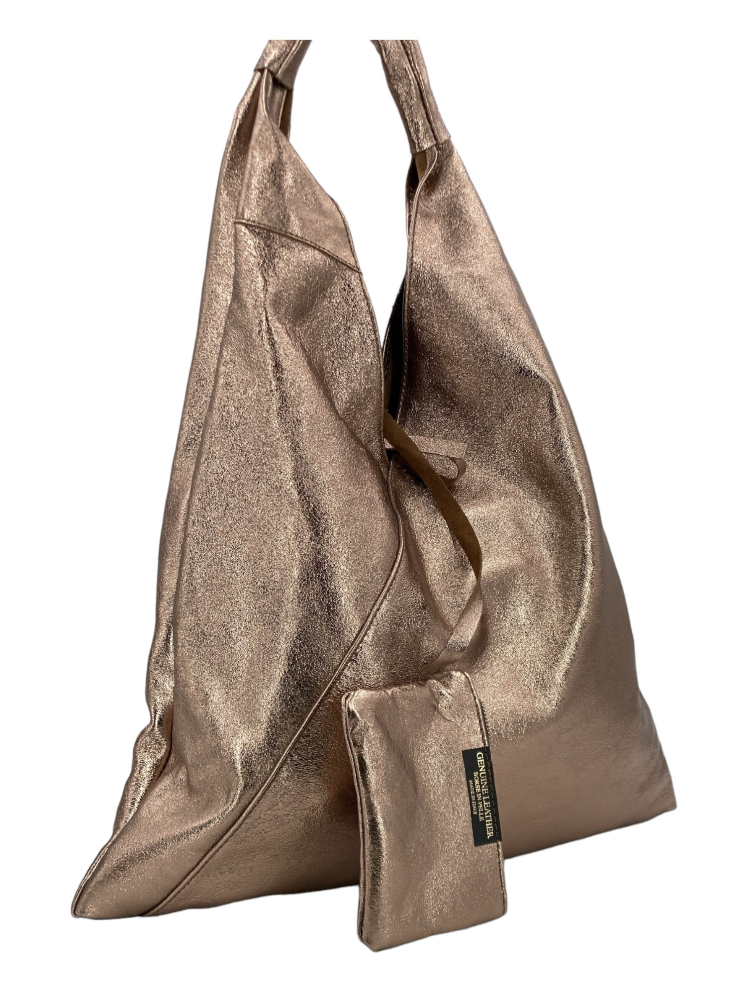 Gabrielle – Women's shoulder bag in genuine Italian leather with matching mini pouch
