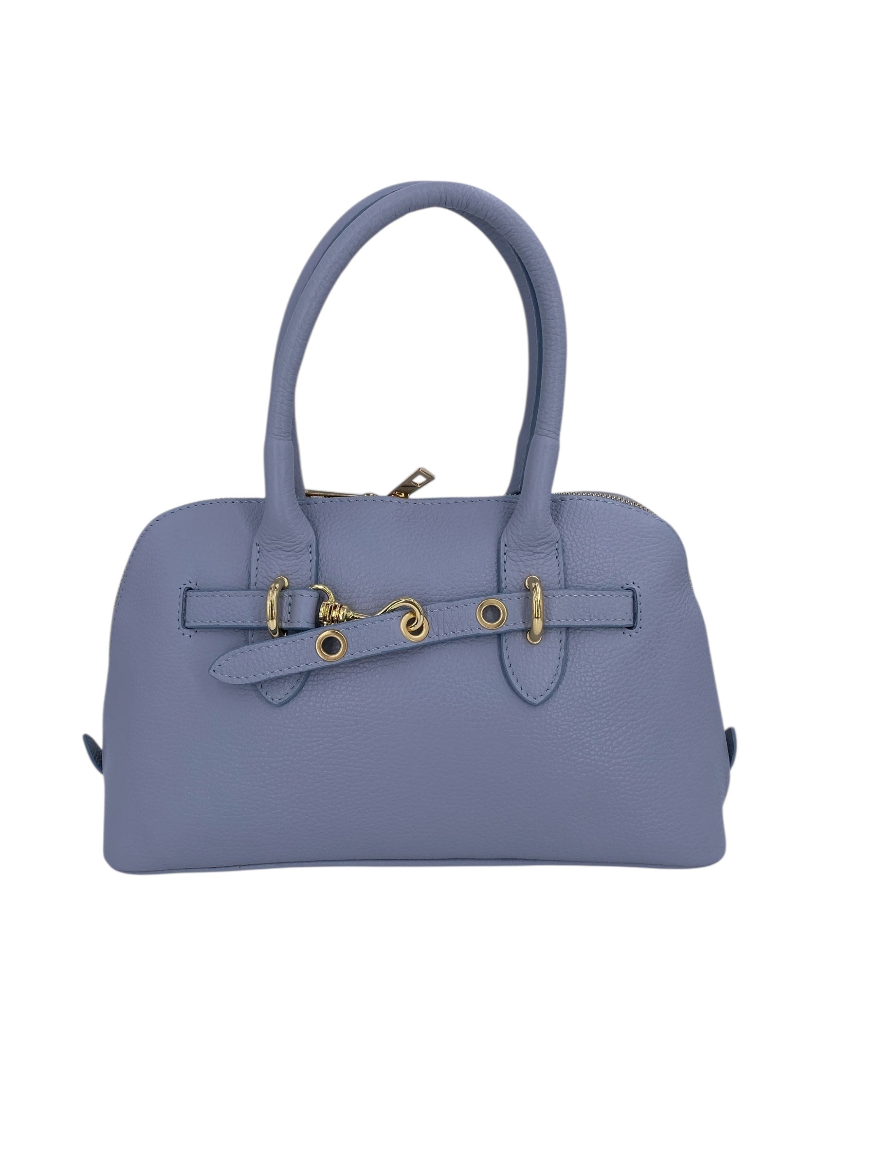 Sidonie – Damenhandtasche aus echtem italienischen Leder mit doppelten, starren Griffen