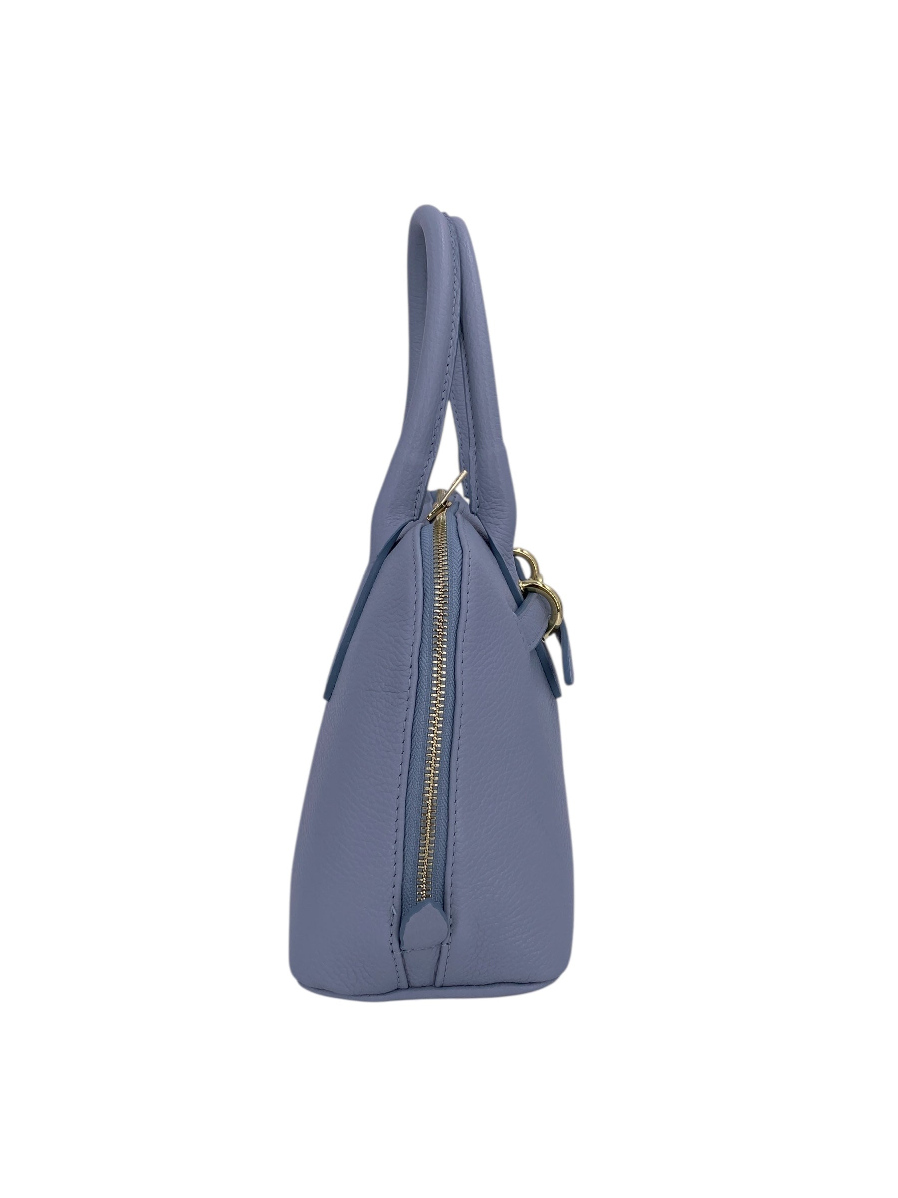Sidonie – Damenhandtasche aus echtem italienischen Leder mit doppelten, starren Griffen