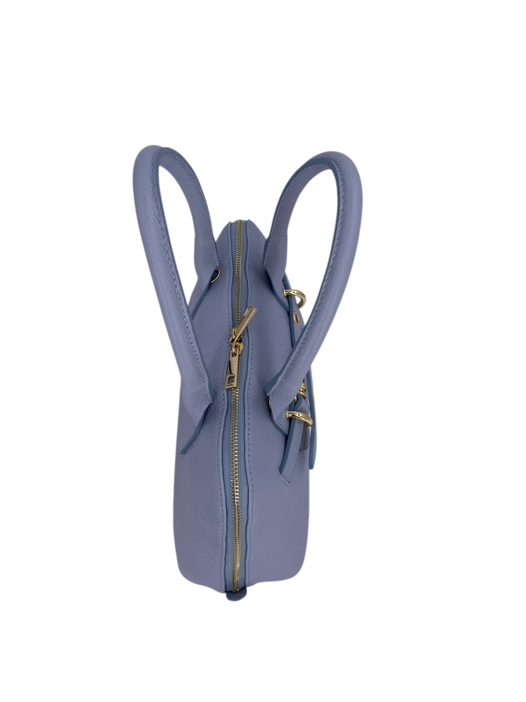 Sidonie – Damenhandtasche aus echtem italienischen Leder mit doppelten, starren Griffen