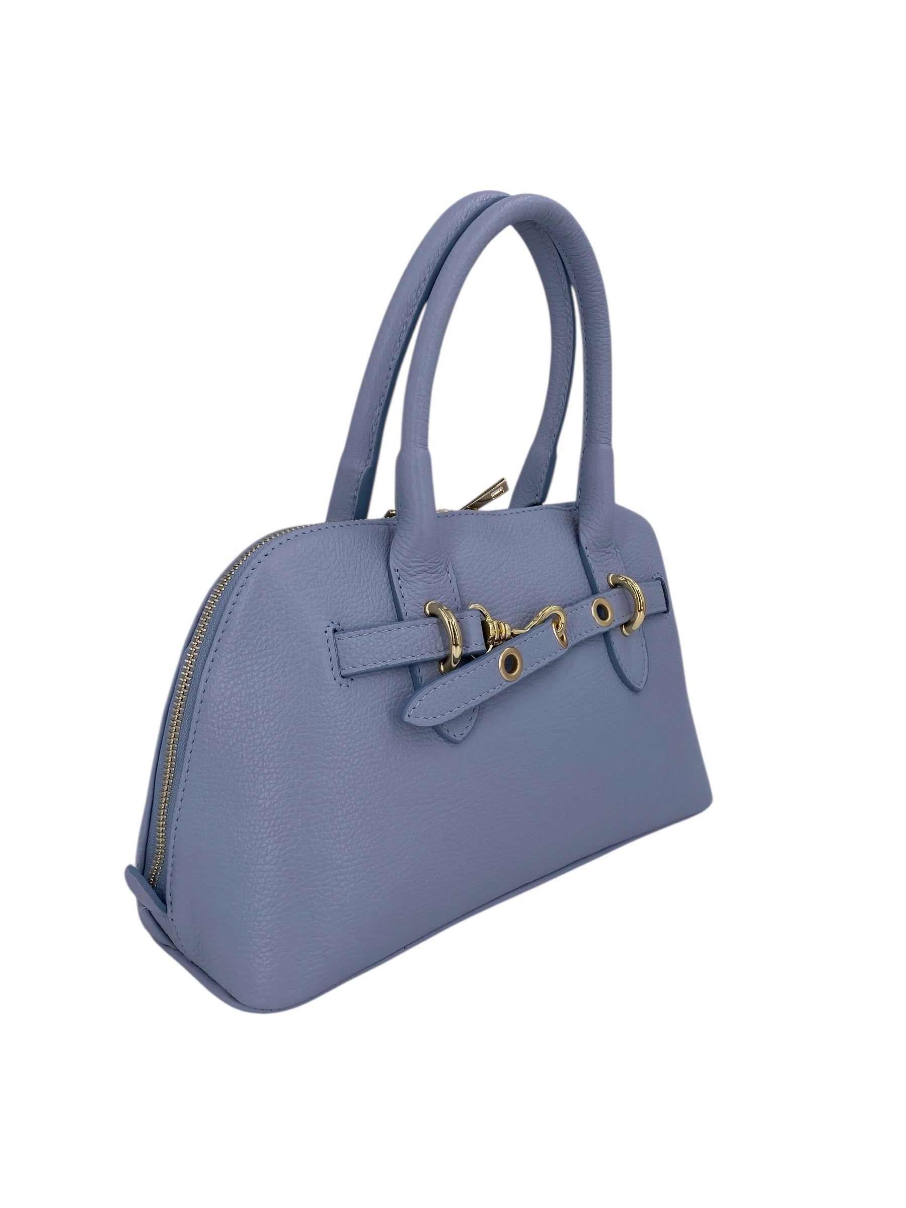 Sidonie – Damenhandtasche aus echtem italienischen Leder mit doppelten, starren Griffen