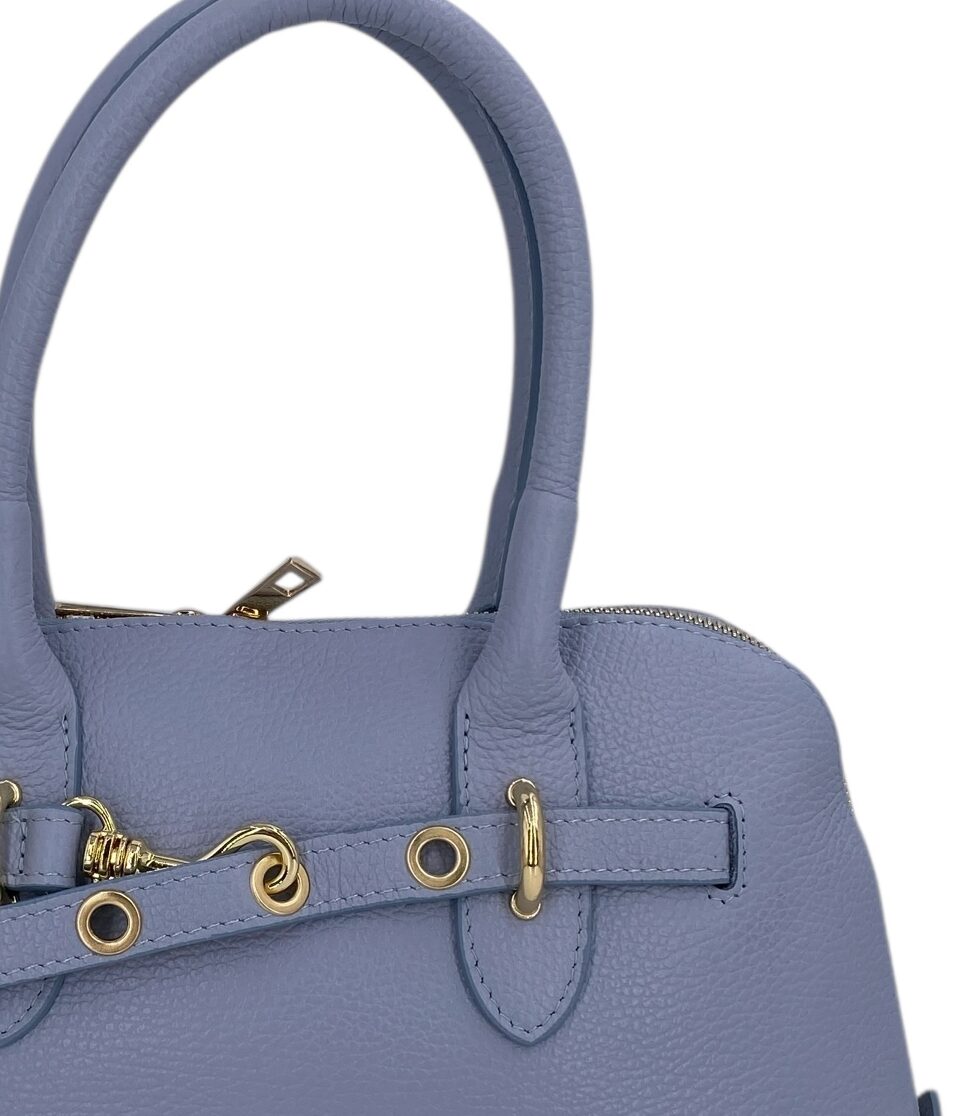 Sidonie – Damenhandtasche aus echtem italienischen Leder mit doppelten, starren Griffen