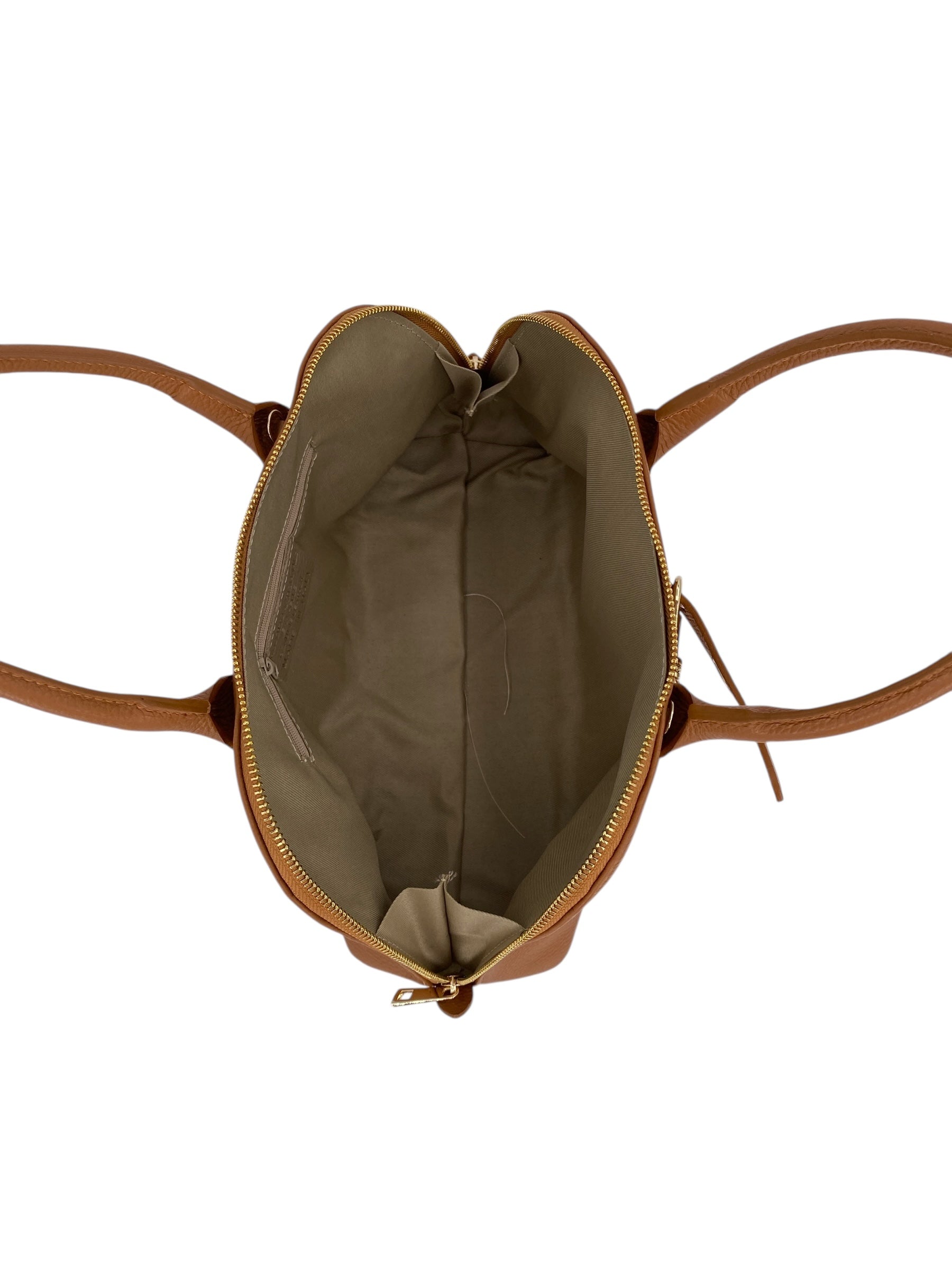 Sidonie – Damenhandtasche aus echtem italienischen Leder mit doppelten, starren Griffen