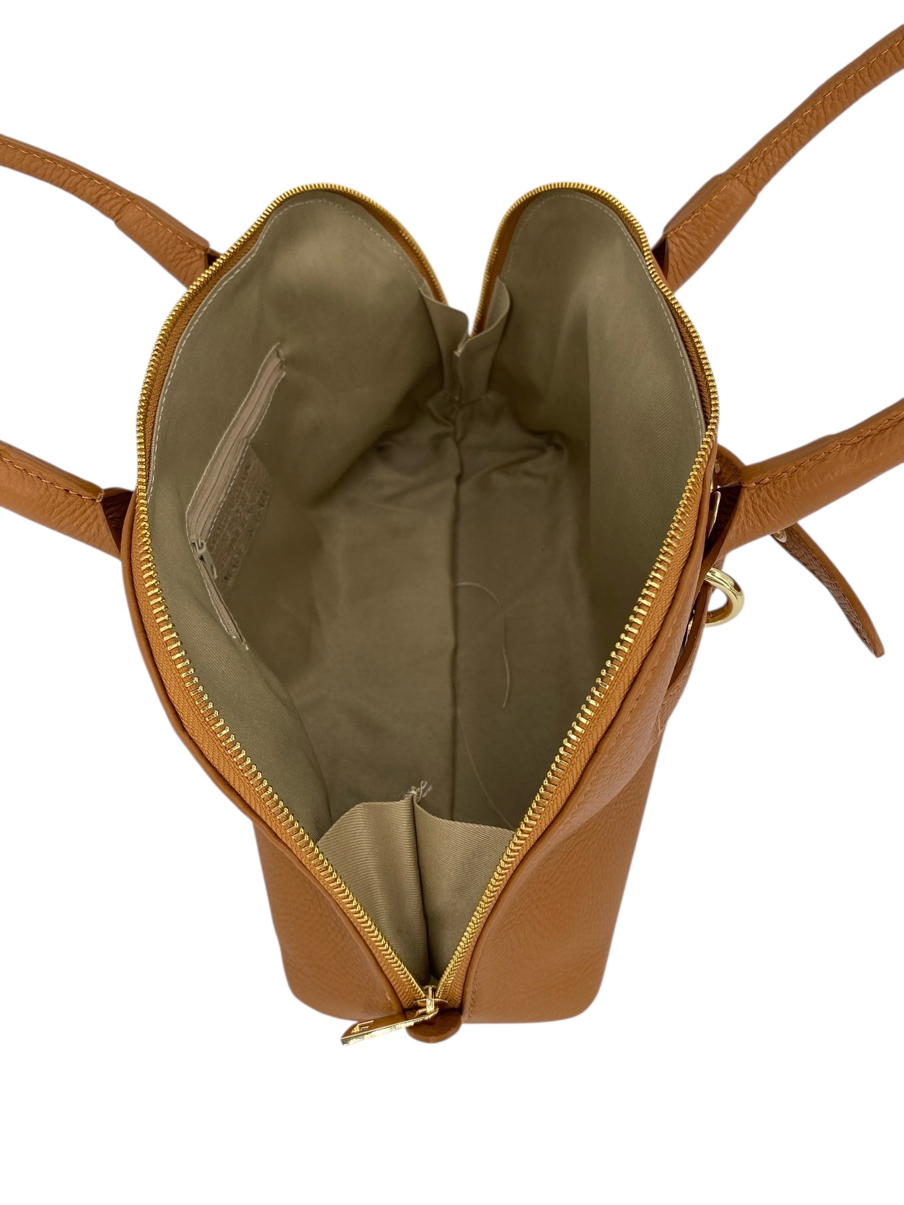 Sidonie – Damenhandtasche aus echtem italienischen Leder mit doppelten, starren Griffen