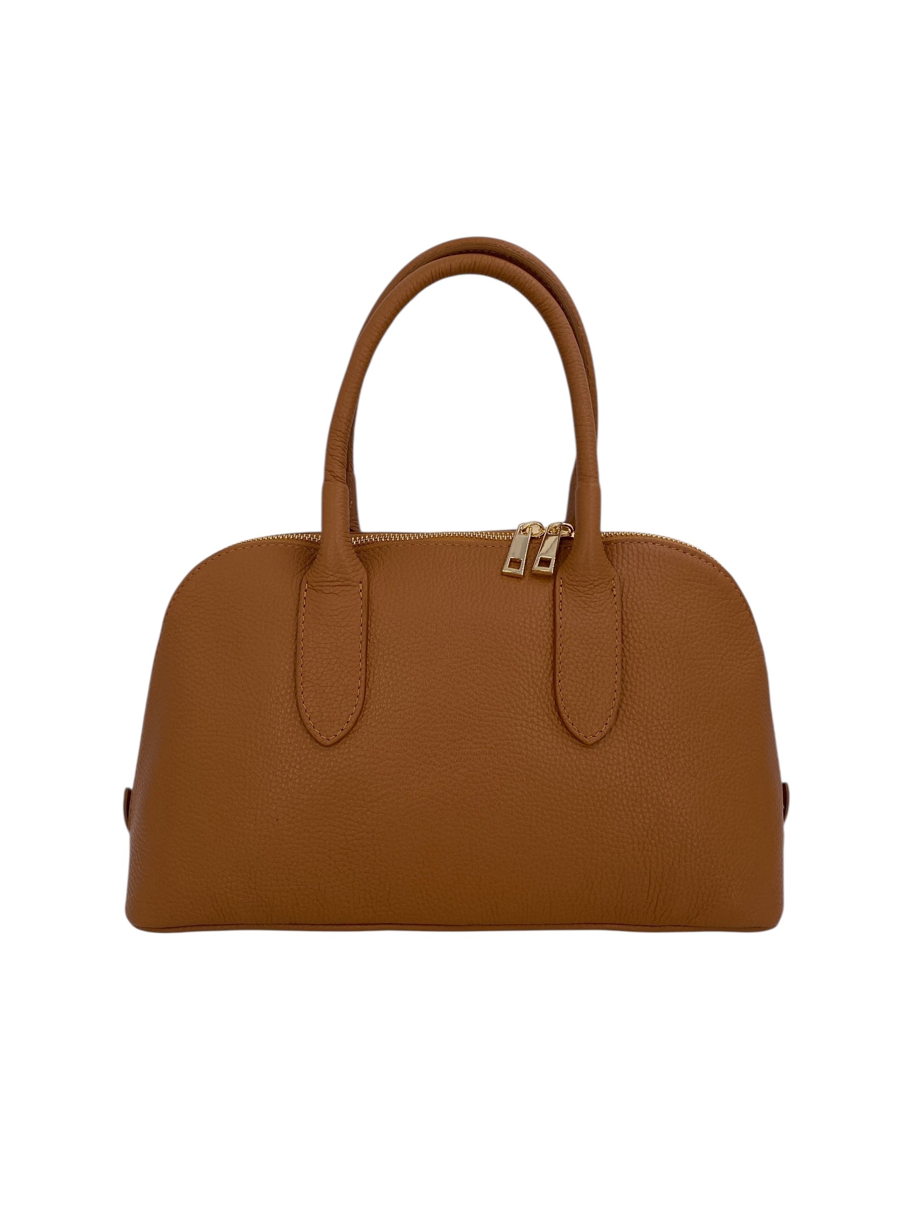 Sidonie – Damenhandtasche aus echtem italienischen Leder mit doppelten, starren Griffen