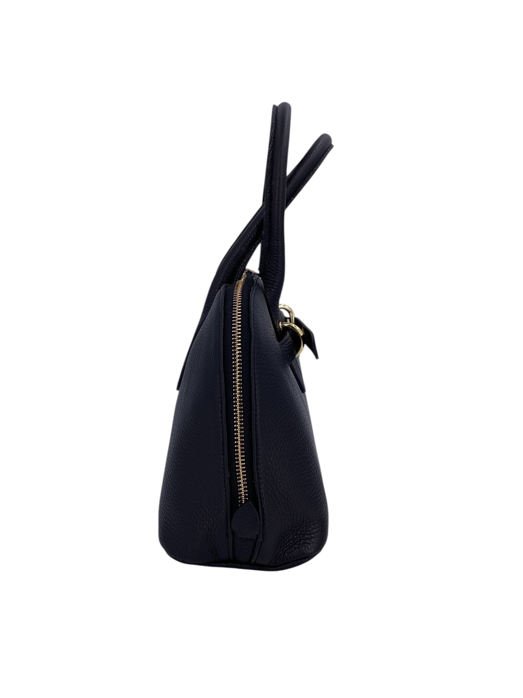 Sidonie – Damenhandtasche aus echtem italienischen Leder mit doppelten, starren Griffen