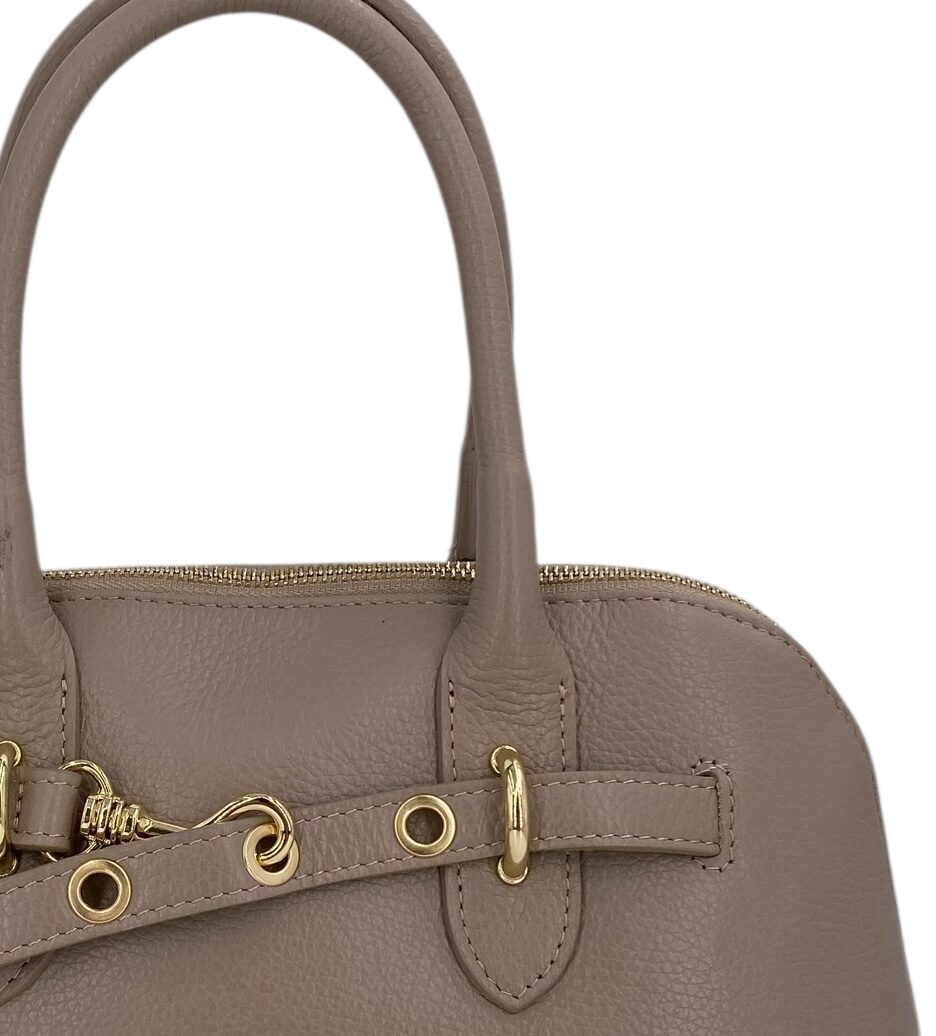Sidonie – Damenhandtasche aus echtem italienischen Leder mit doppelten, starren Griffen