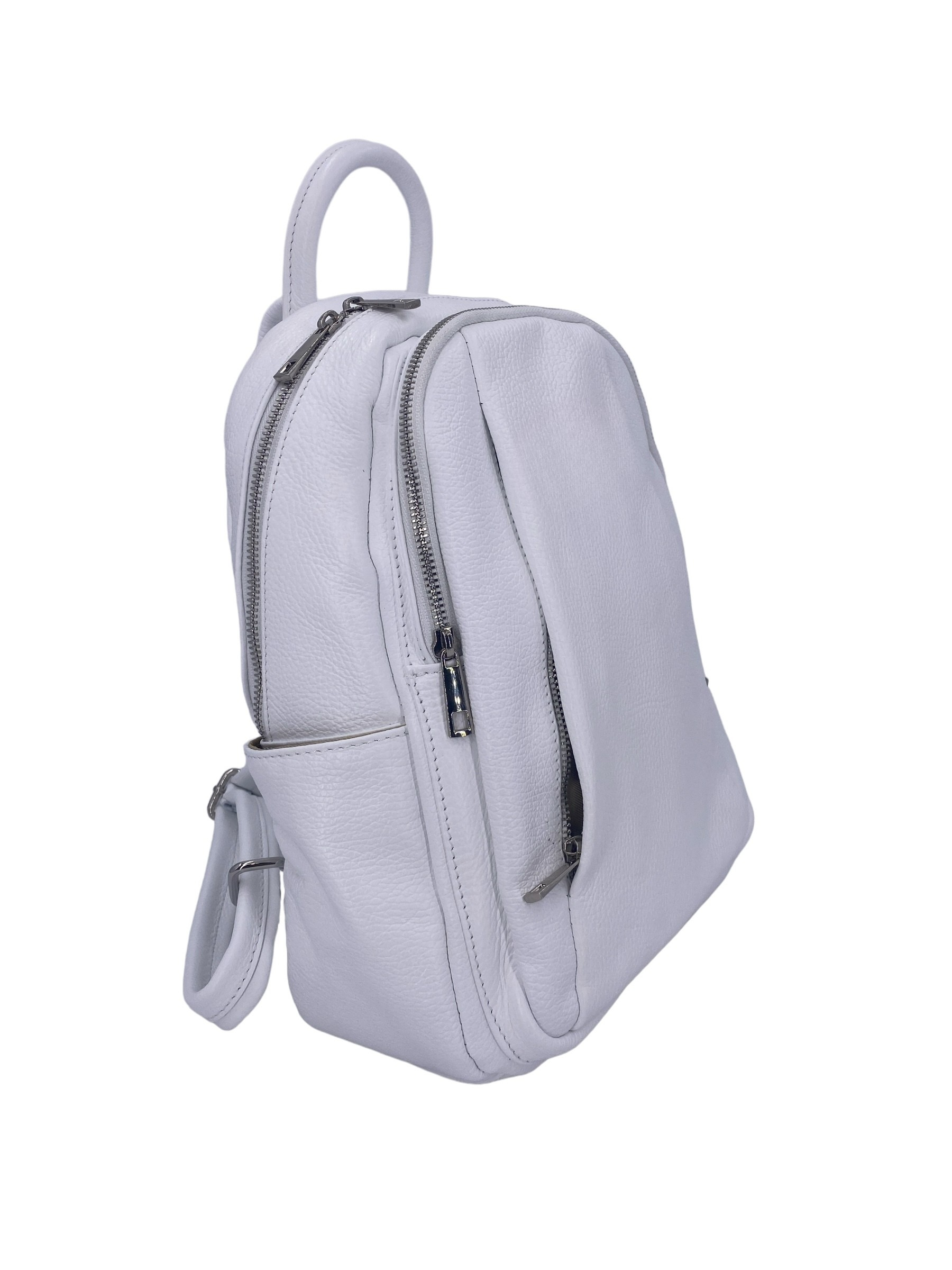 Jolie – Women's backpack in genuine hammered Italian leather with double compartment and multifunctional pockets