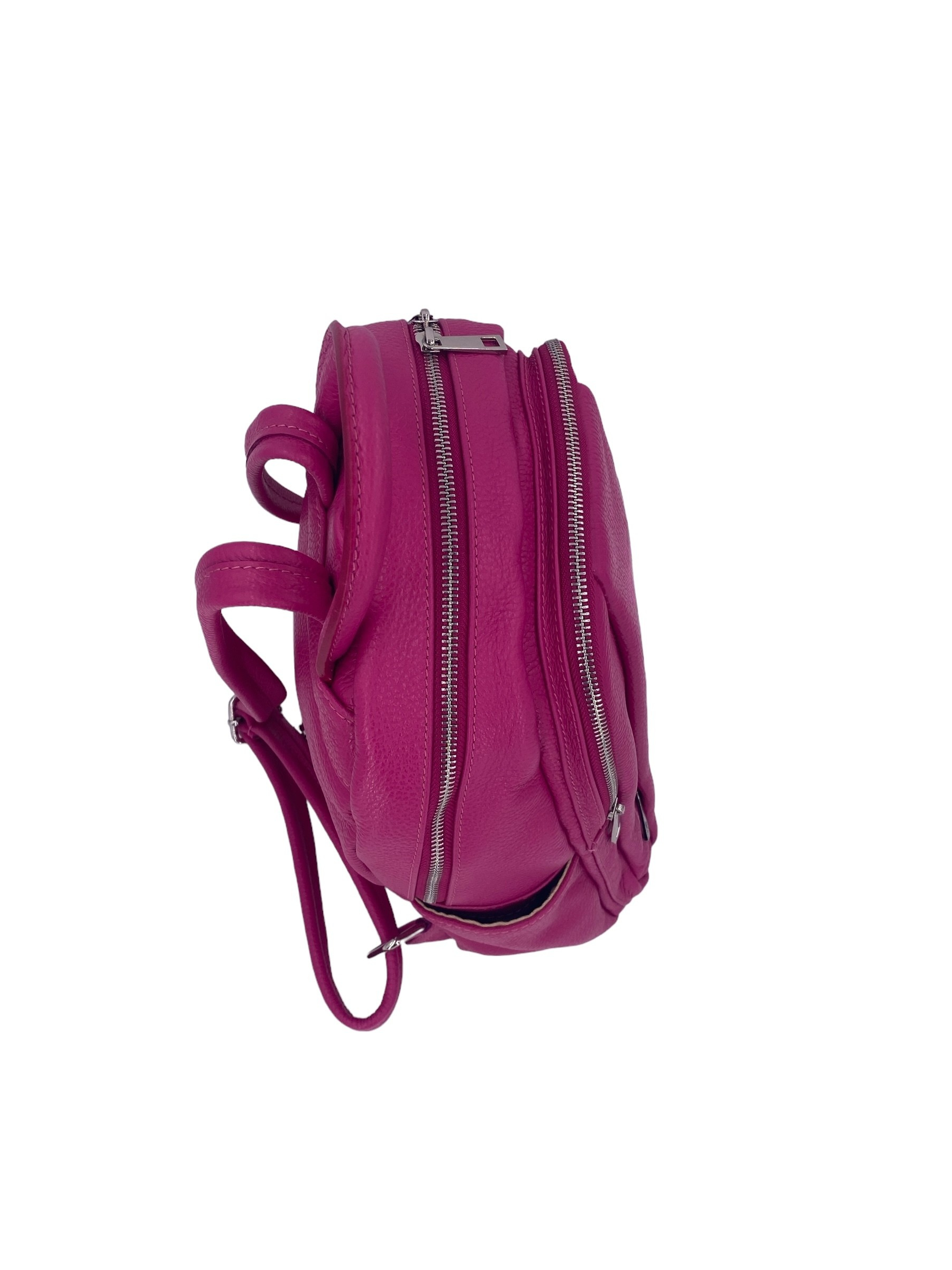 Jolie – Women's backpack in genuine hammered Italian leather with double compartment and multifunctional pockets