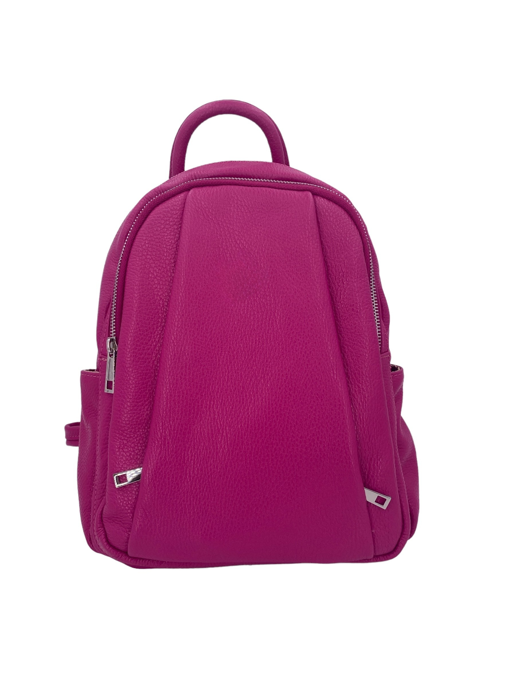 Jolie – Women's backpack in genuine hammered Italian leather with double compartment and multifunctional pockets