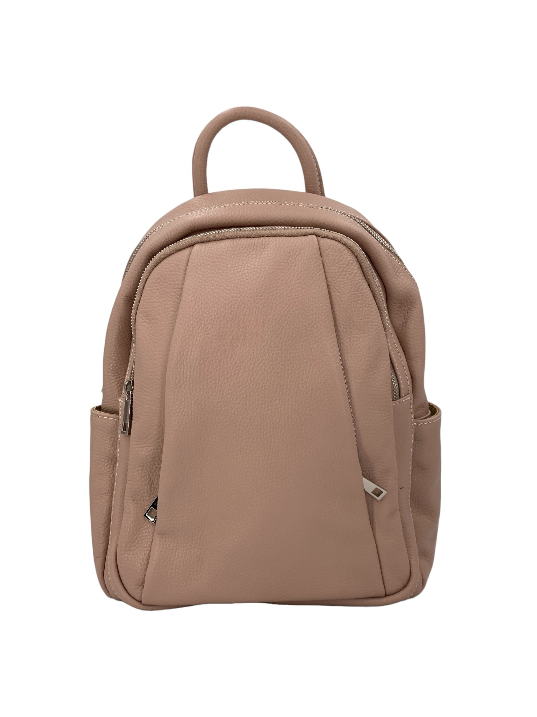 Jolie – Women's backpack in genuine hammered Italian leather with double compartment and multifunctional pockets
