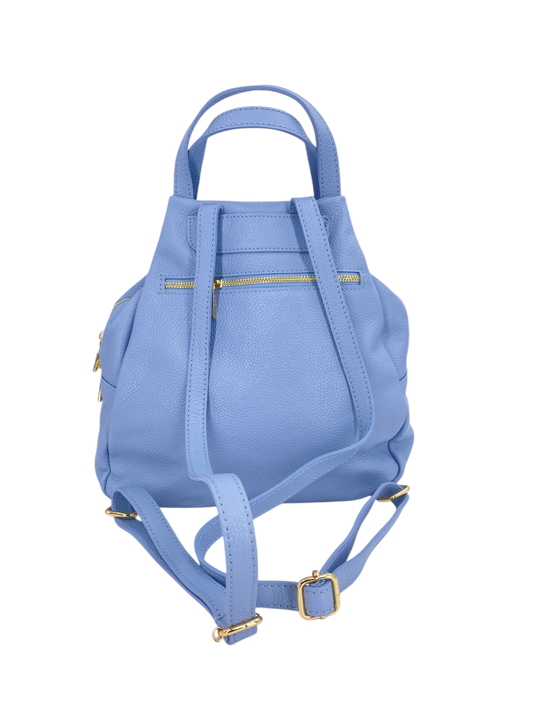 Margaux – Women's backpack in genuine Italian leather with a double gold zip and multiple pockets.