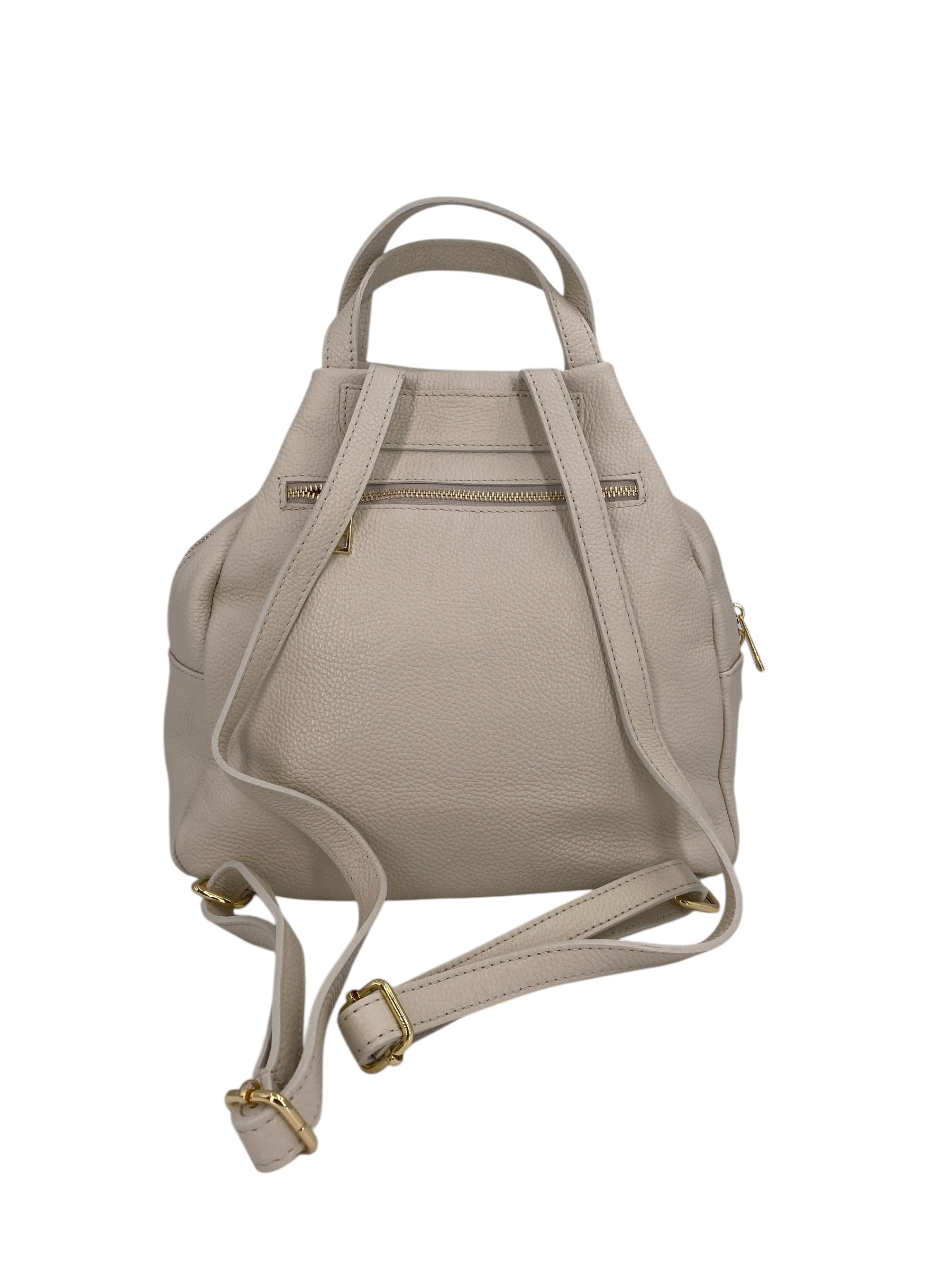 Margaux – Women's backpack in genuine Italian leather with a double gold zip and multiple pockets.