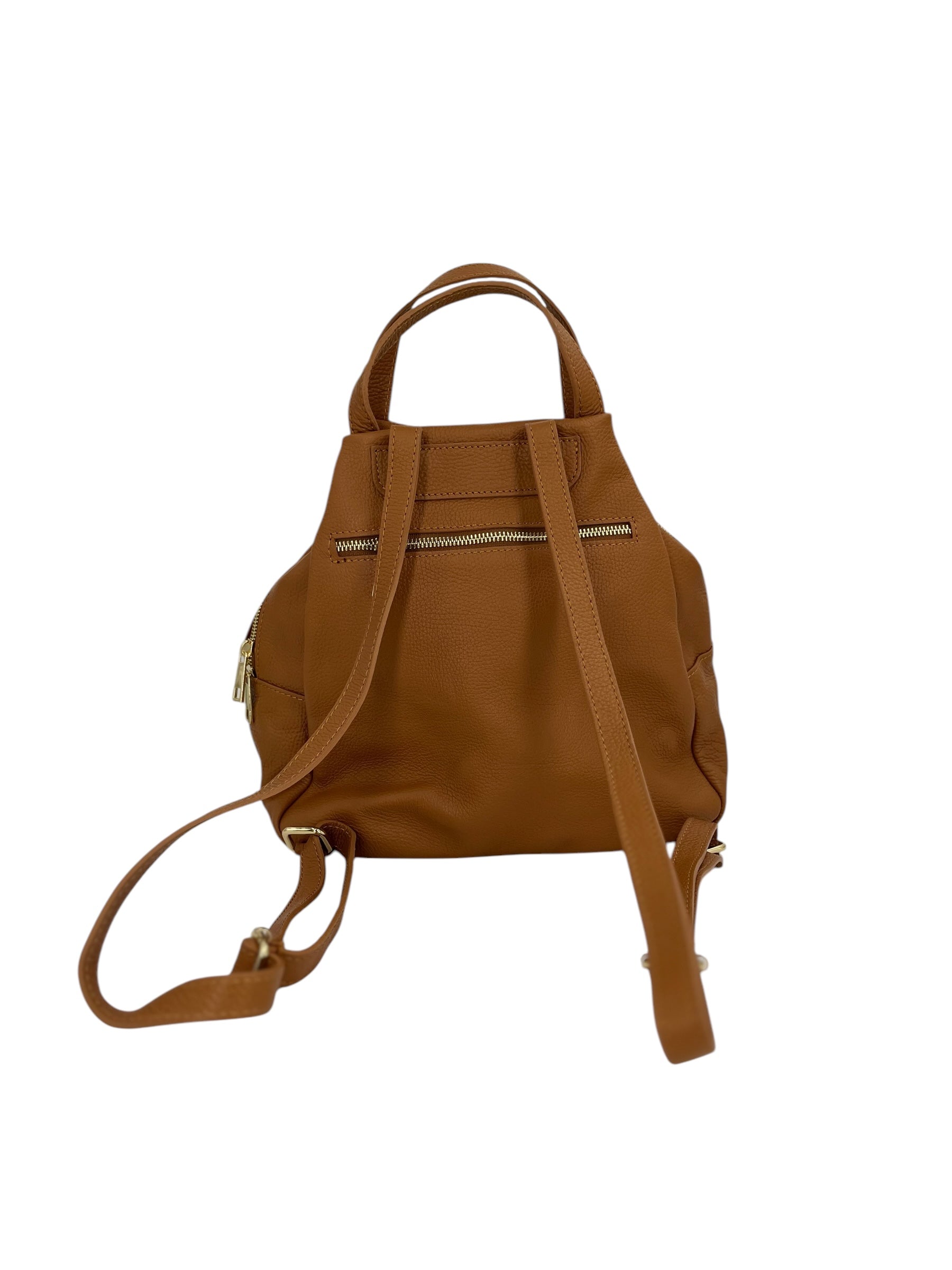 Margaux – Women's backpack in genuine Italian leather with a double gold zip and multiple pockets.