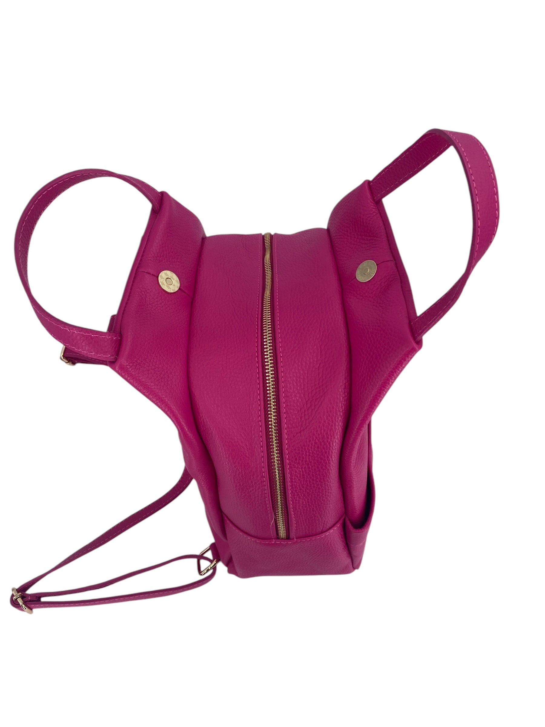 Margaux – Women's backpack in genuine Italian leather with a double gold zip and multiple pockets.