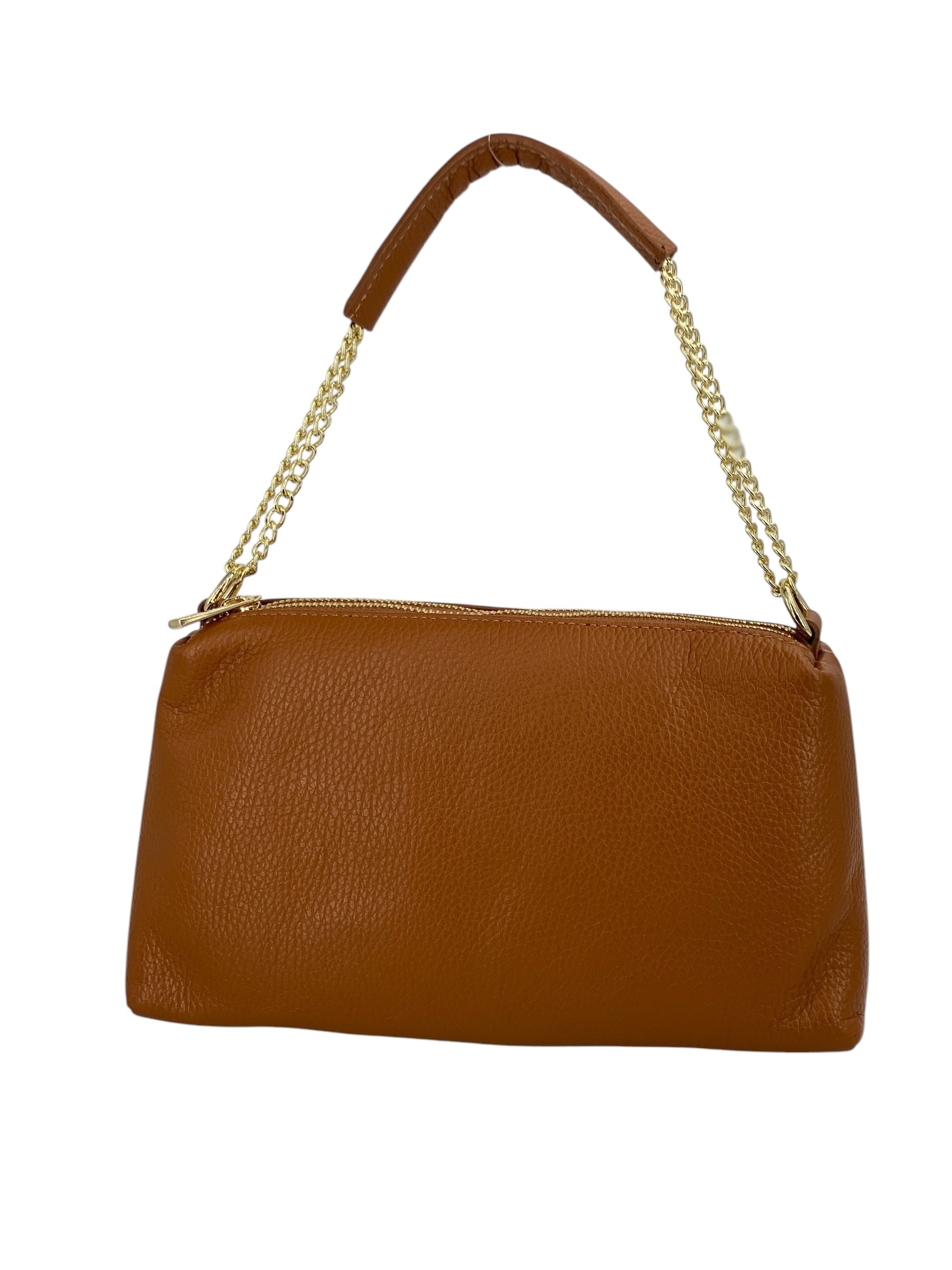 Giselle – Damenhandtasche und Umhängetasche aus echtem italienischen Leder mit Goldkette