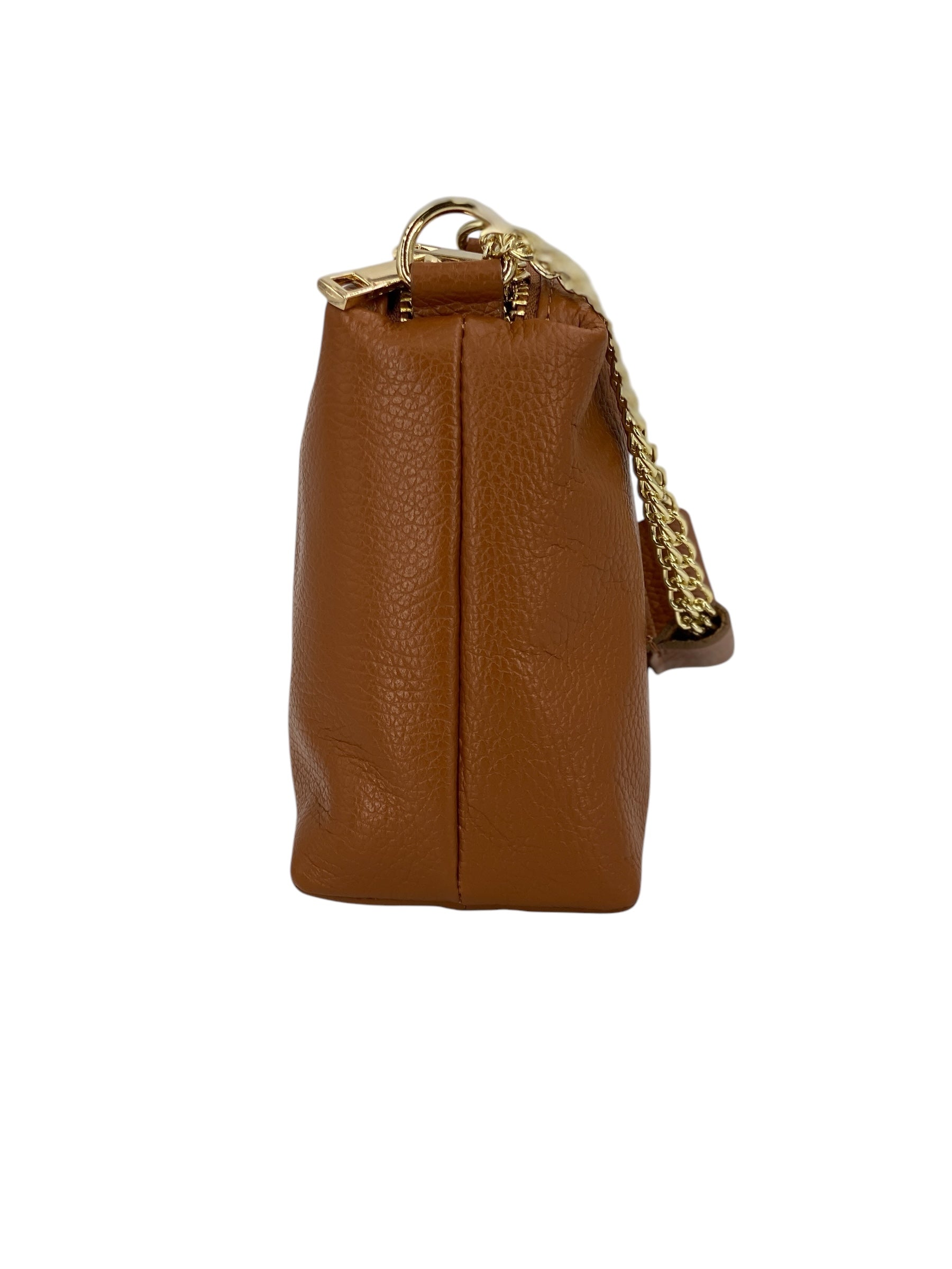 Giselle – Damenhandtasche und Umhängetasche aus echtem italienischen Leder mit Goldkette