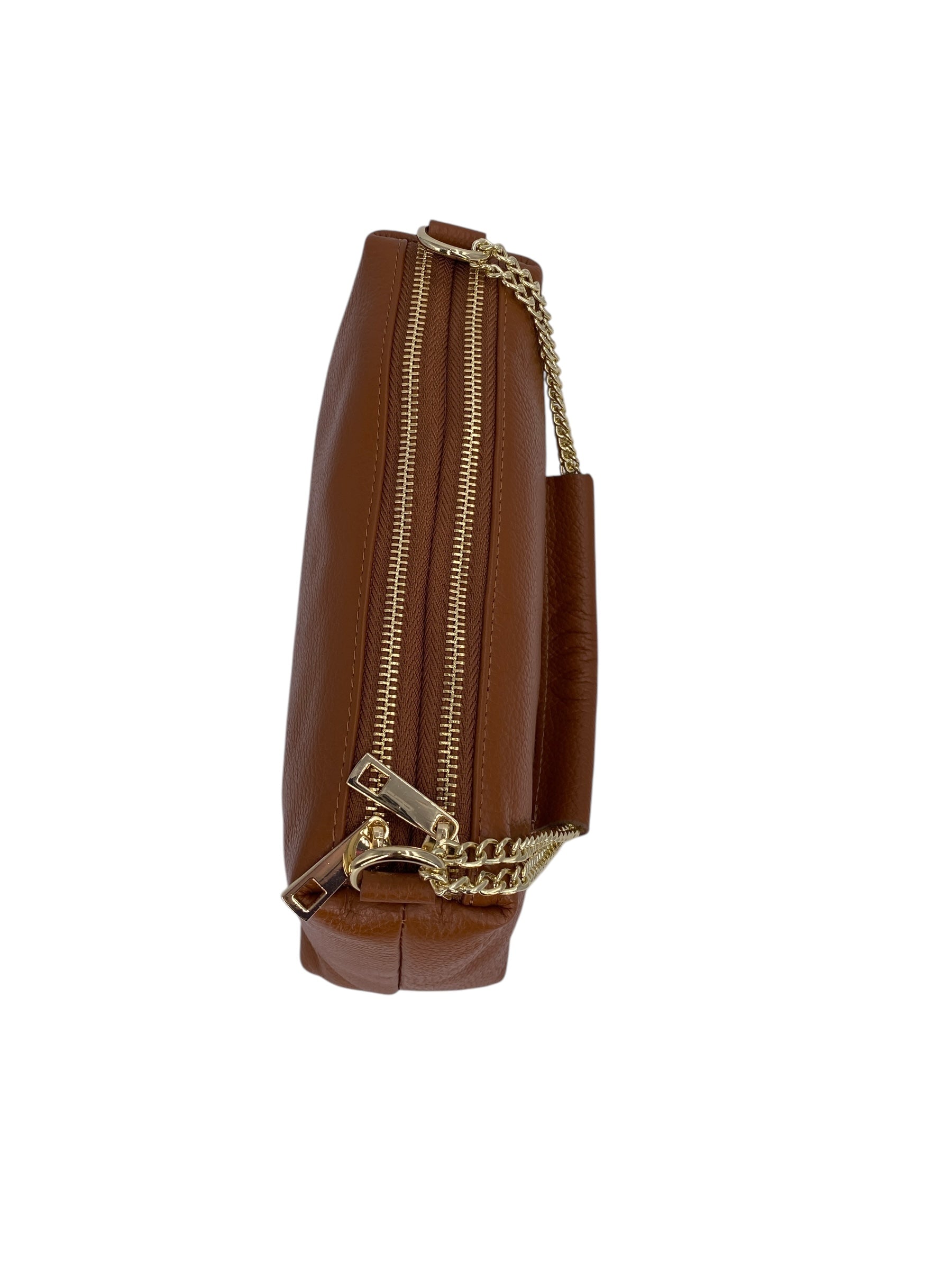 Giselle – Damenhandtasche und Umhängetasche aus echtem italienischen Leder mit Goldkette