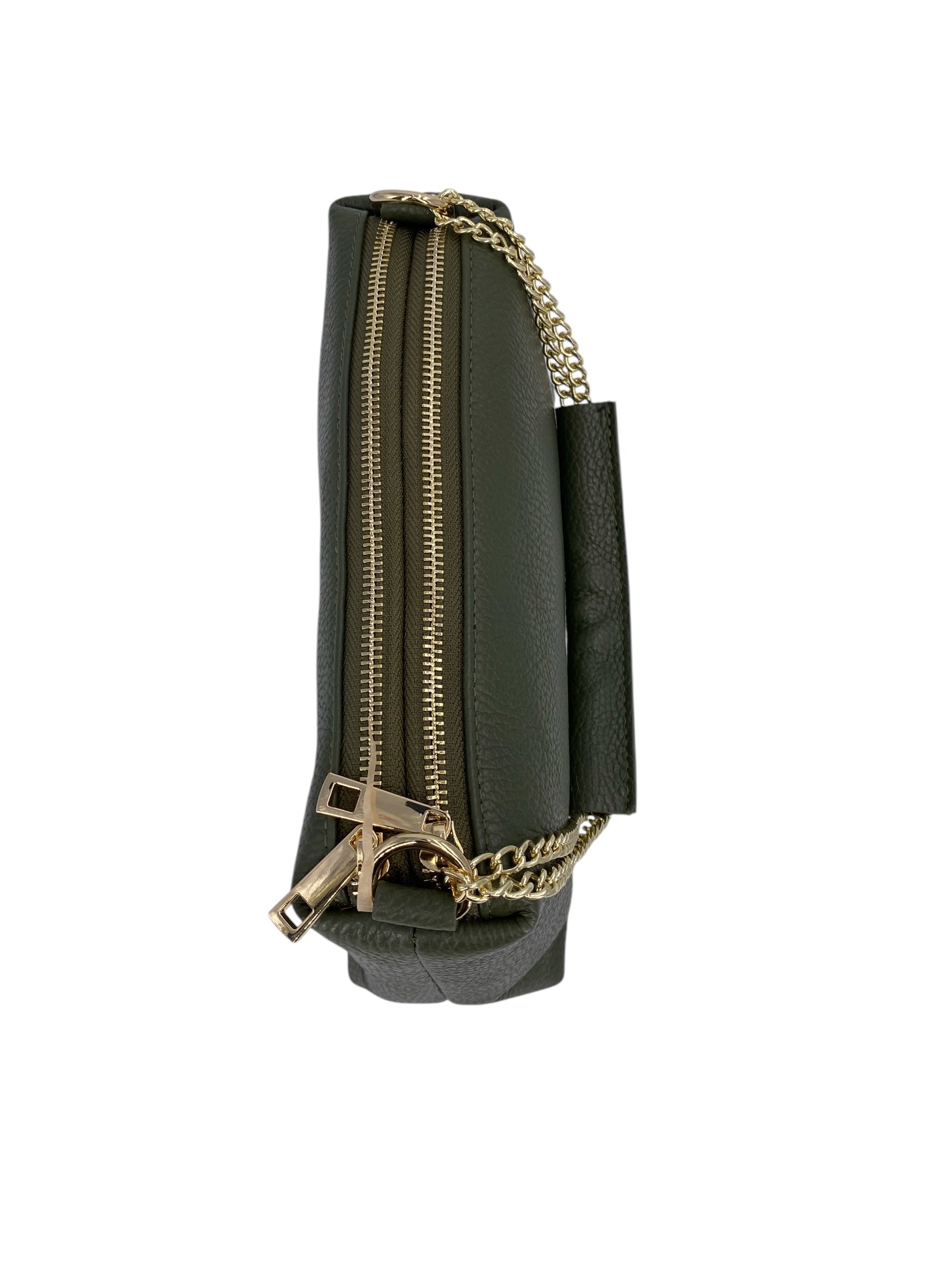 Giselle – Damenhandtasche und Umhängetasche aus echtem italienischen Leder mit Goldkette