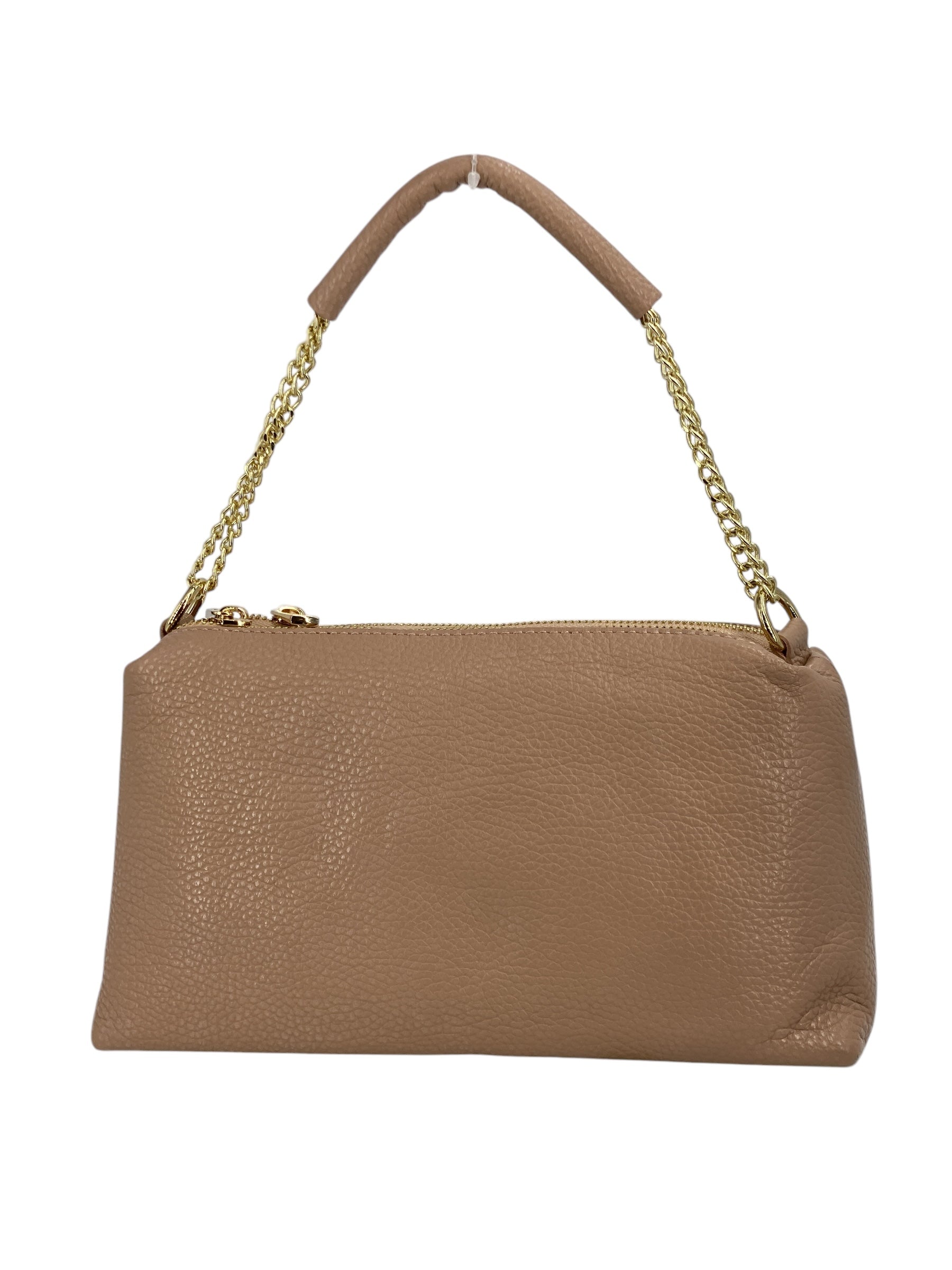 Giselle – Damenhandtasche und Umhängetasche aus echtem italienischen Leder mit Goldkette
